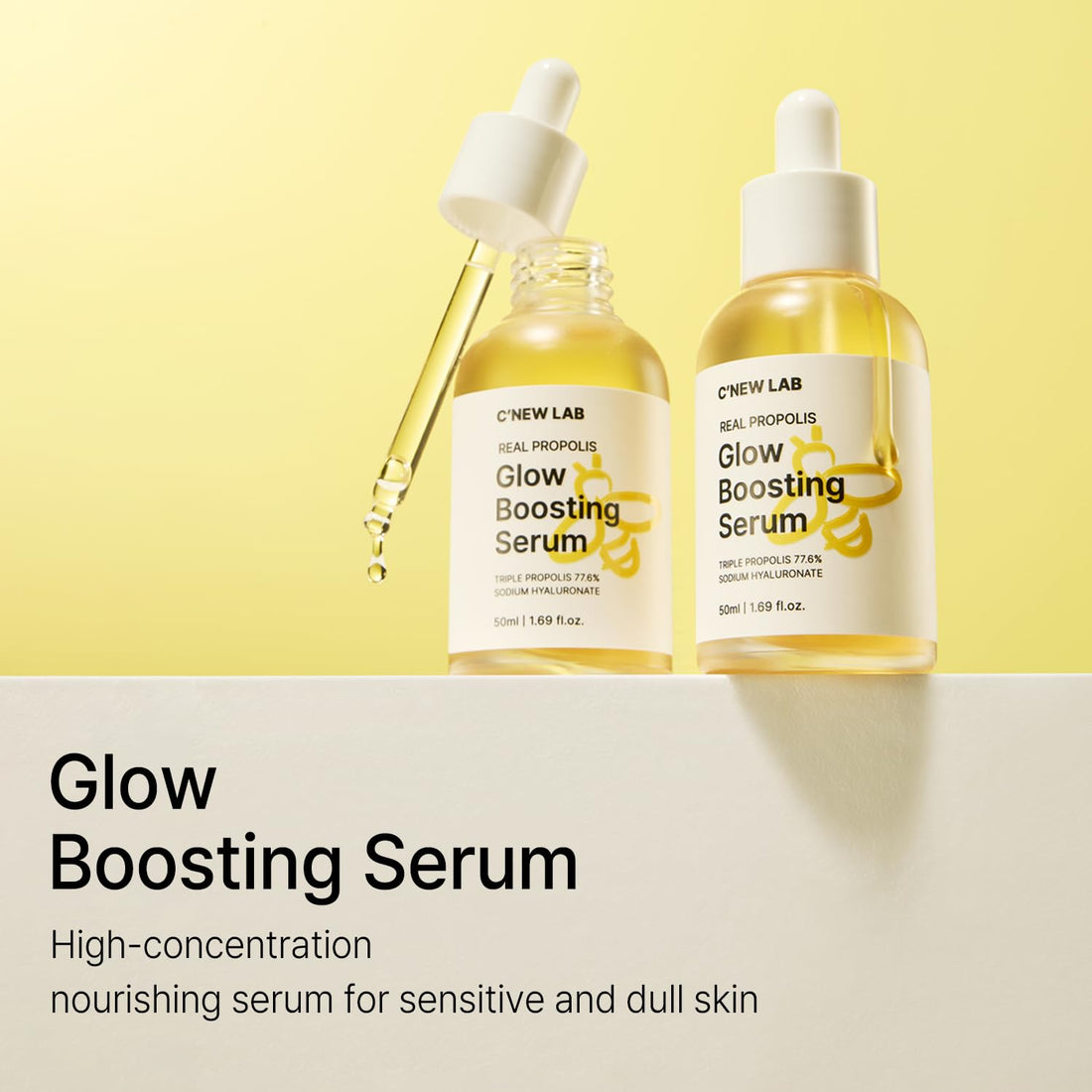 C’NEW LAB Real Propolis Glow Boosting Serum 50ml (1.69 fl.oz.) | Deep Hydration, Skin Barrier Strengthening | Inner Dryness Relief | Propolis Extract, Honey Extract, Korean Facial Serum