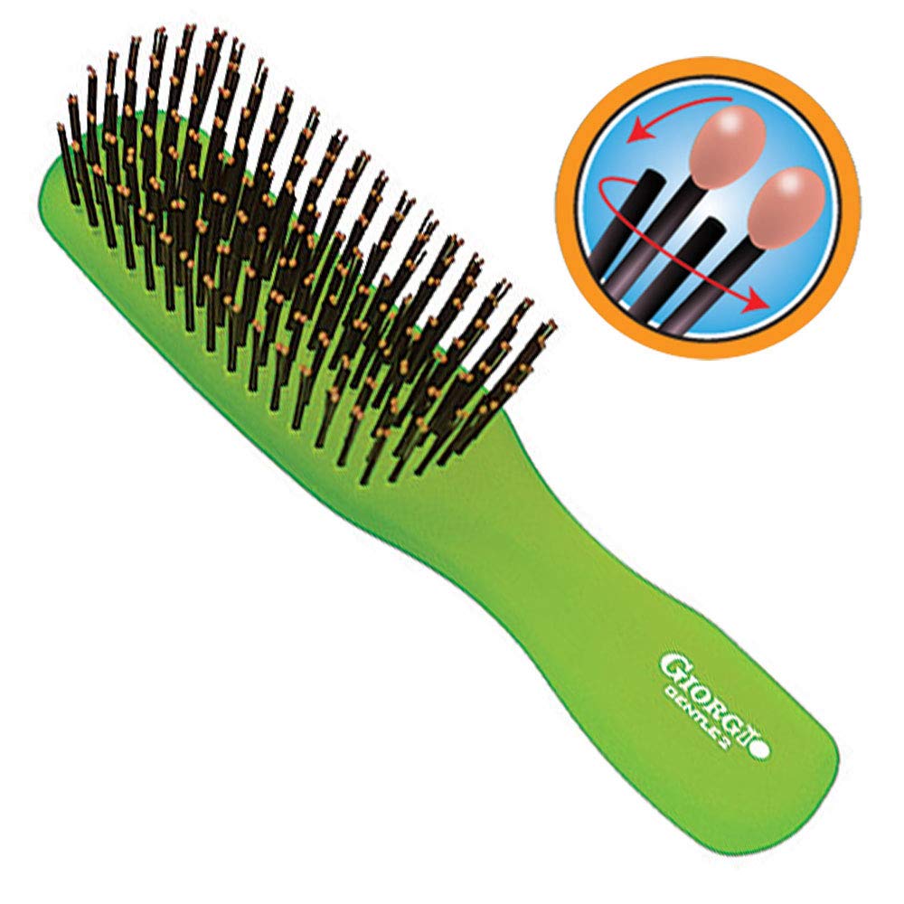 Giorgio GION1-2G Set Neon Gentle Styling Hair Brush Dresser & Purse Size, Wet & Dry Pro Detangler, Soft for Sensitive Scalp, For Men Women & Kids All hair lengths, Durable and Anti-Static