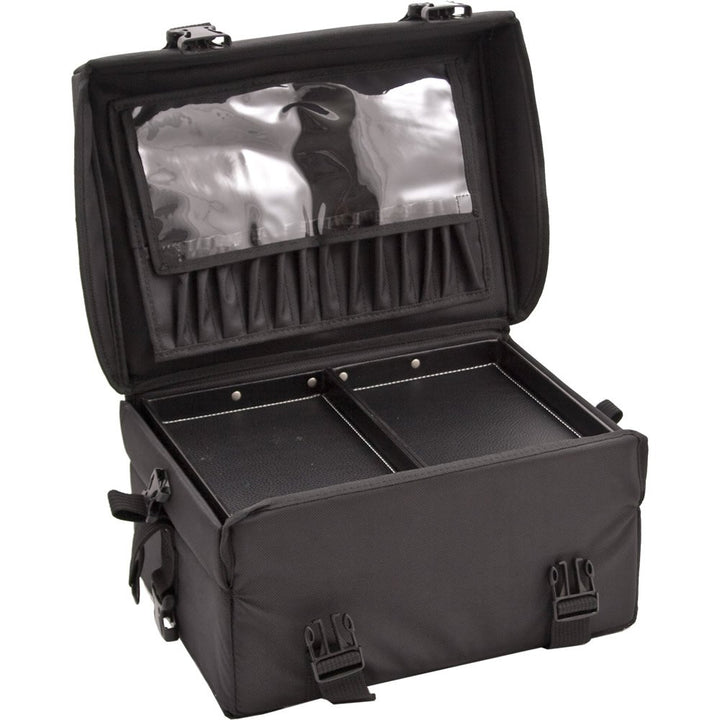 Sunrise Dei Mori Makeup Case Professional Nail Travel Organizer Box with Accordion Trays, Black Canvas, 9 Pound