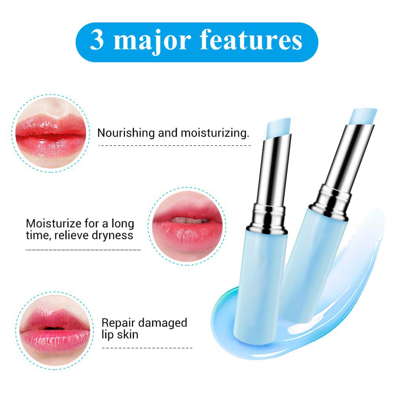 Hyaluronic Acid Lip Balm Long-lasting Moisturizing Nourishing Lips Reduce Fine Lines Relieve Dryness Protect Lip Skin Natural Extract Lip Balm (New Packing) (Hyaluronic acid)