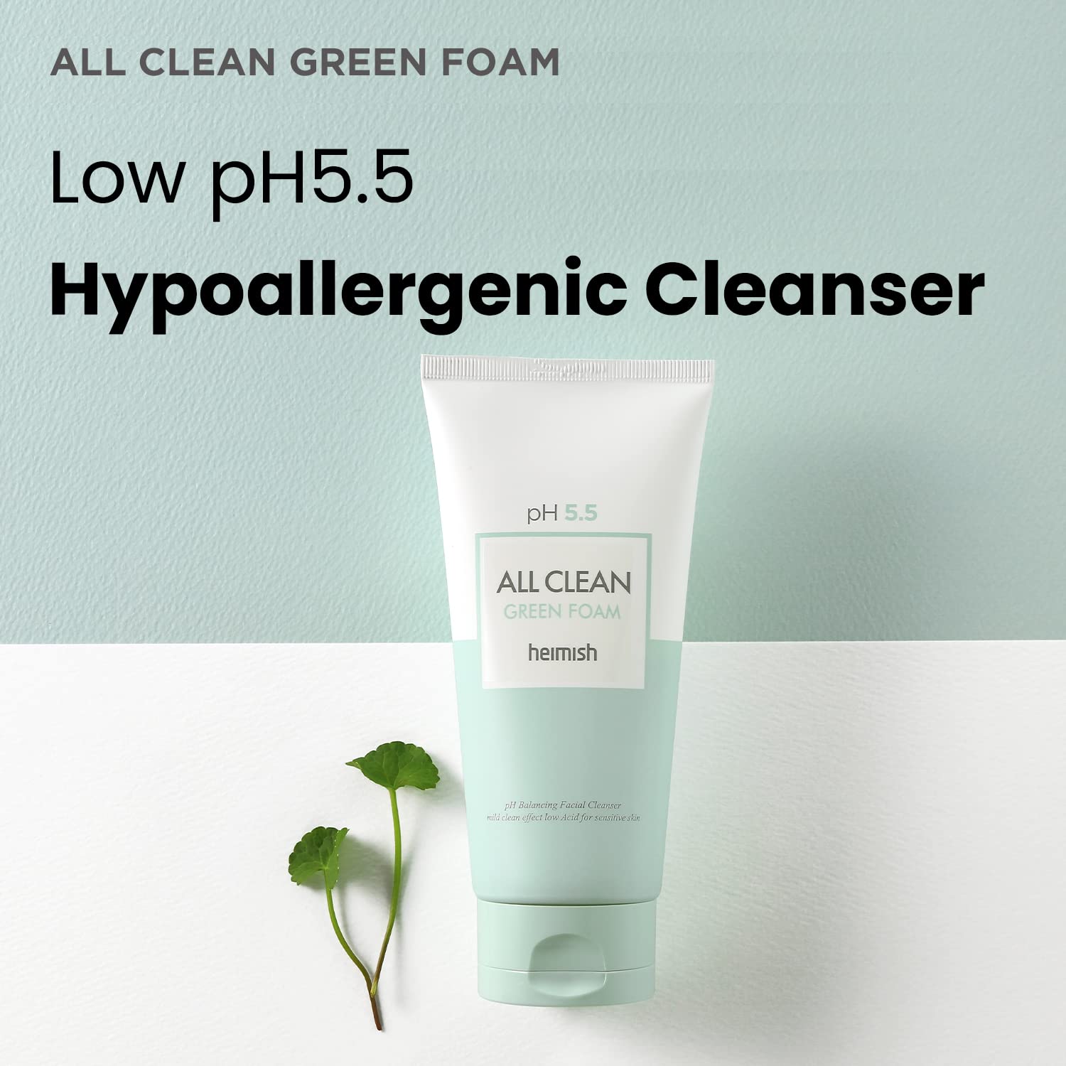 heimish All Clean Green Foam 5.3oz /150g | PH 5.5 balancing Wash & Exfoliating Facial gel Cleanser | Daily Care Cleansings, Sebum control, Acne treatment, Wash for Deep pore cleansing