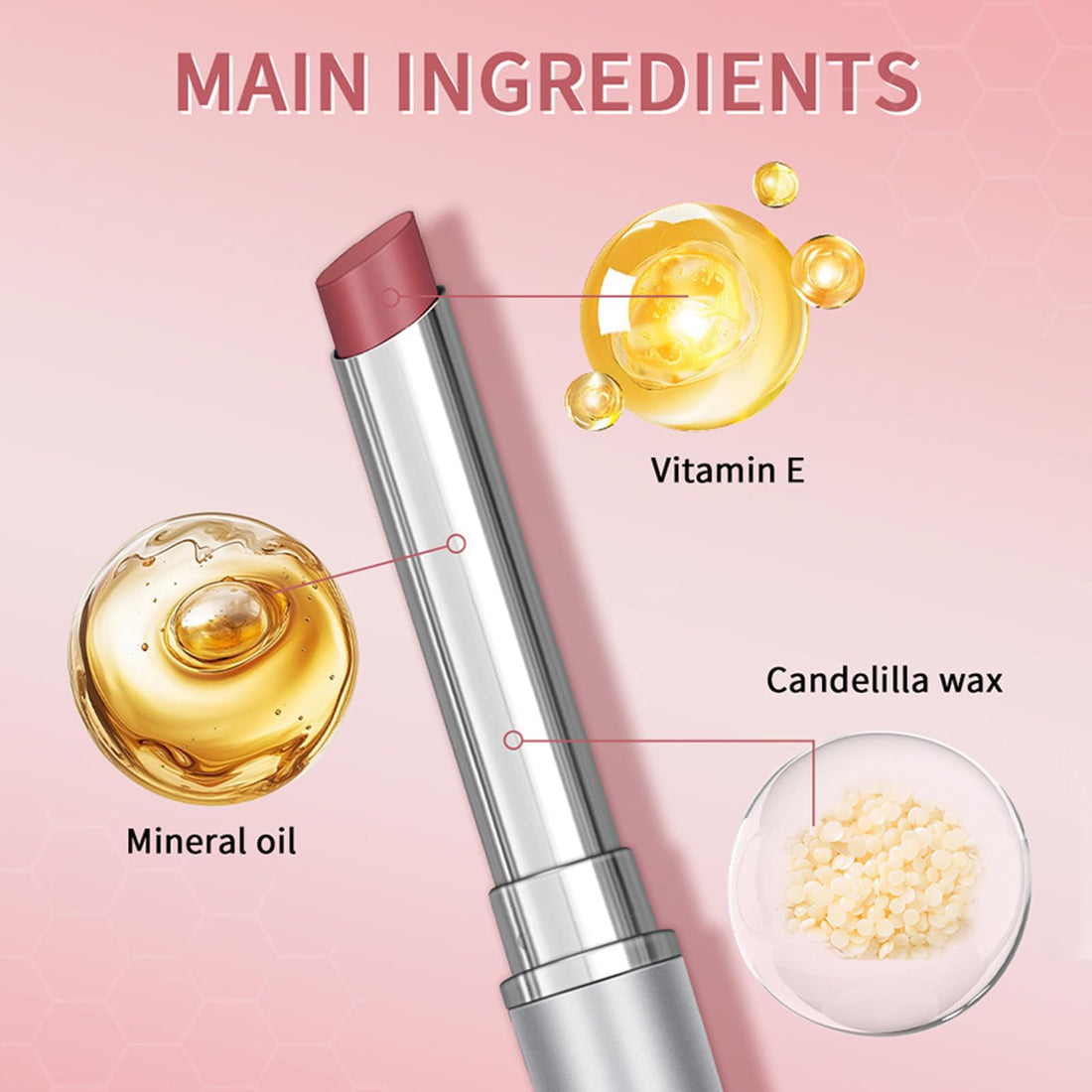 Honey Black Lip Balm Hydrating Sheer Lipstick,Pink Honey Lipstick for Women,Natural Glossy Lips Balm,Nourishing and Hydrating Lip Gloss for All Skin Tones(Pink Honey)