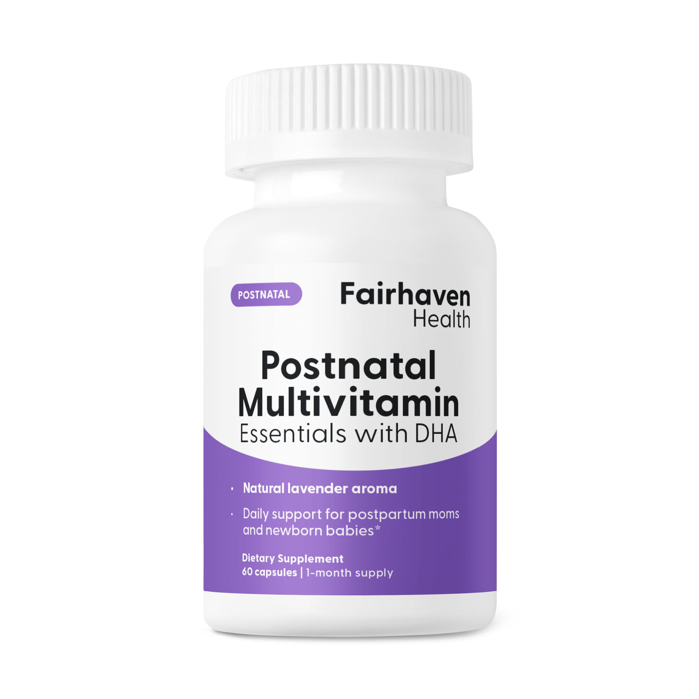 Fairhaven Health Postnatal Multivitamin Essentials | Vegan Daily Multivitamin for Postpartum Women | Breastfeeding Mother and Baby Development Support | Gluten, Dairy, Soy Free | Non-GMO | 60 Capsules