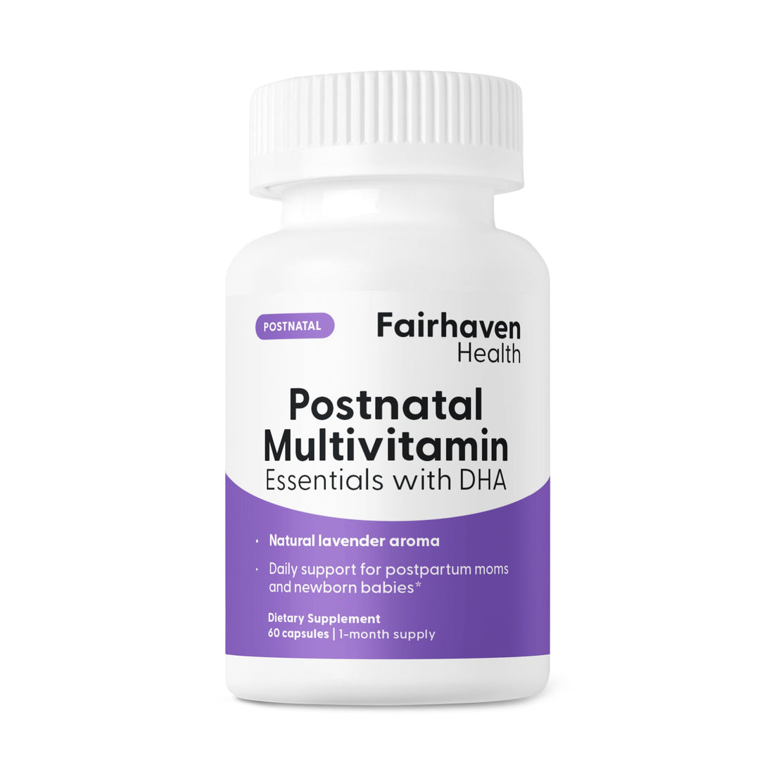 Fairhaven Health Postnatal Multivitamin Essentials | Vegan Daily Multivitamin for Postpartum Women | Breastfeeding Mother and Baby Development Support | Gluten, Dairy, Soy Free | Non-GMO | 60 Capsules
