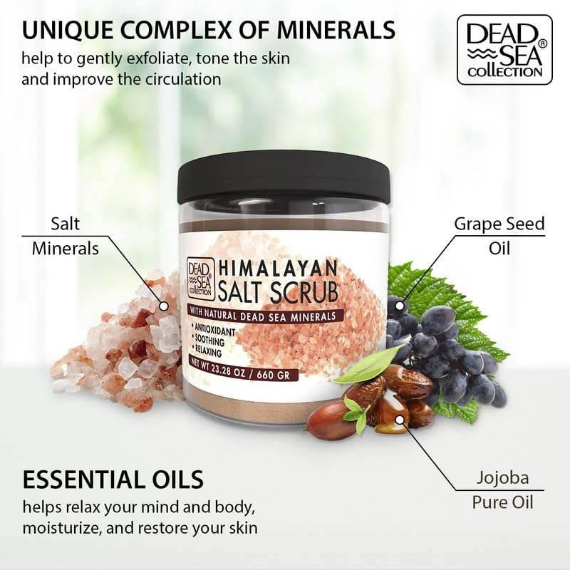 Dead Sea Collection Himalayan Salt Scrub – Exfoliating Body Scrub for Women – Moisturizing and Nourishing Skin – with Pure Oils and Dead Sea Minerals (23.28 Oz)