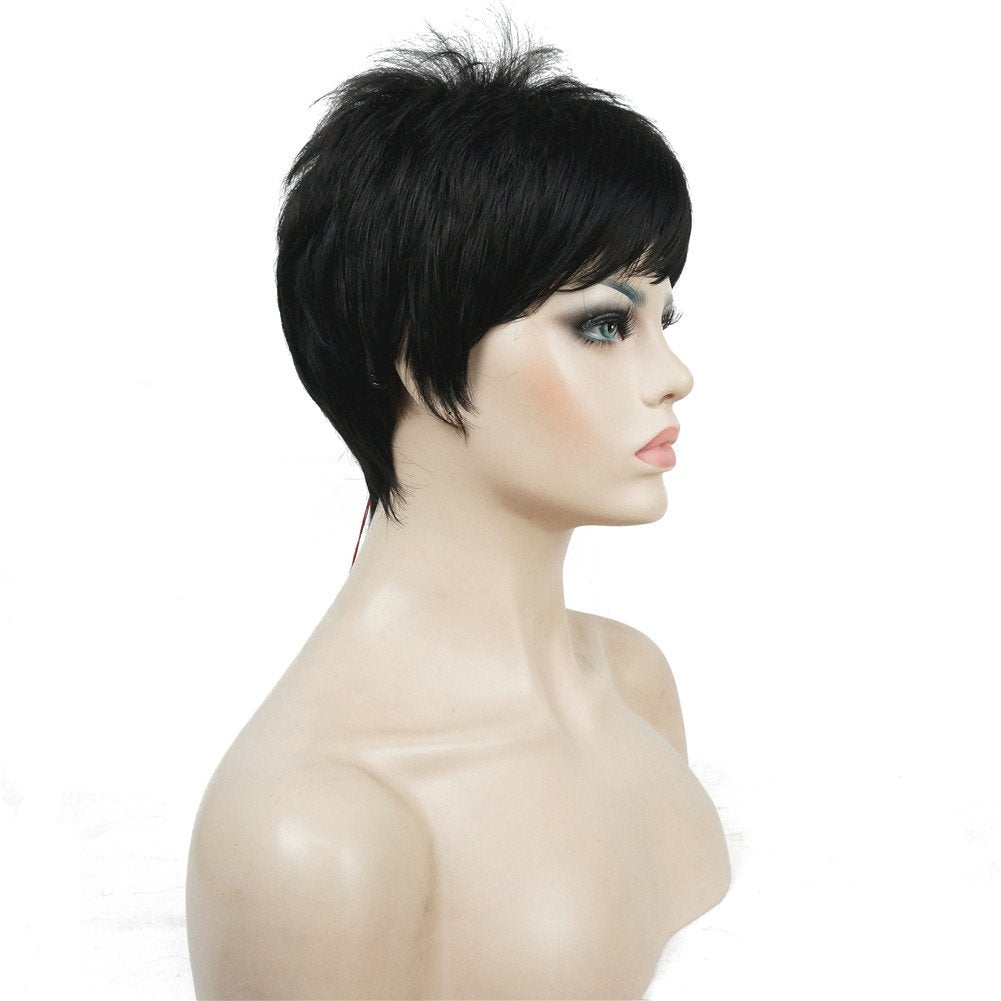 Lydell Very Short Layered Shaggy Full Synthetic Wig (Natural Black)