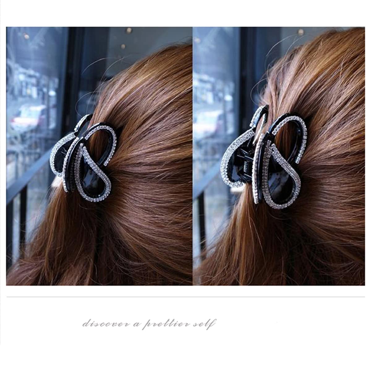 Casualfashion 2 Pcs Korean Stylish Hair Jaw Clip Hair Claw Crystal Rhinestone Hair Gripper for Women Hair Accessories