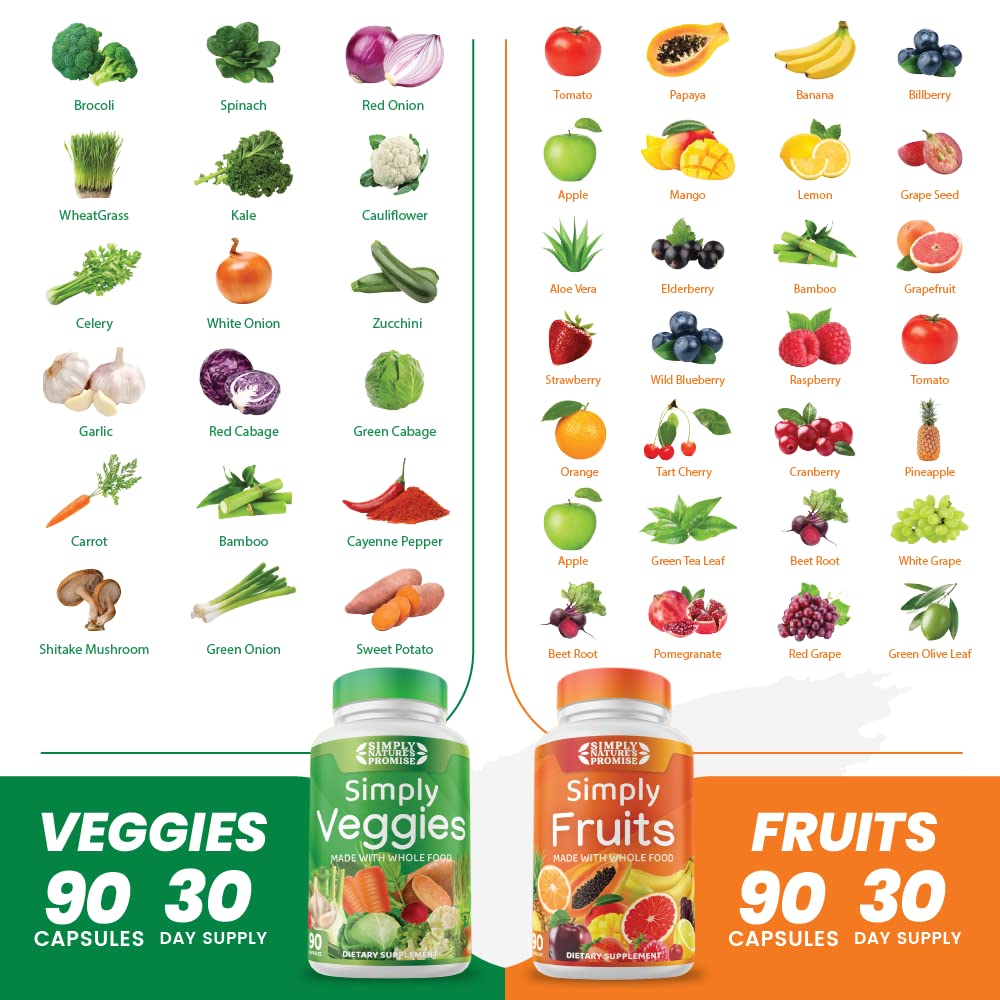 Simply Nature's Promise - Packed with Over 40 Different Fruits & Vegetables - Made with Whole Food Superfoods - with Aloe Vera - 100% Soy Free – 180 Capsules