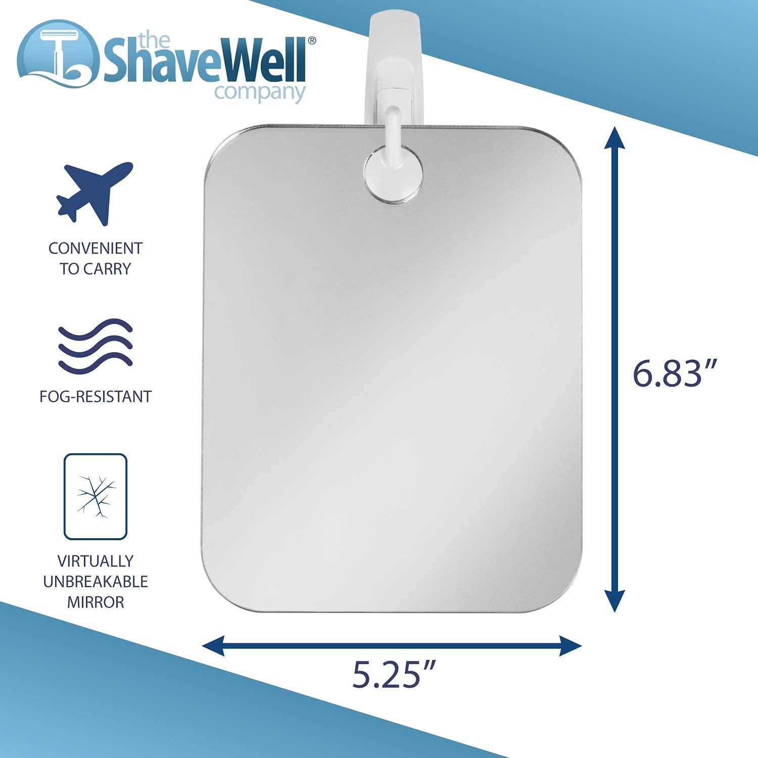 Deluxe Shave Well Fog-free Shower Mirror - 33% Larger Than the Original Shave Well Mirror