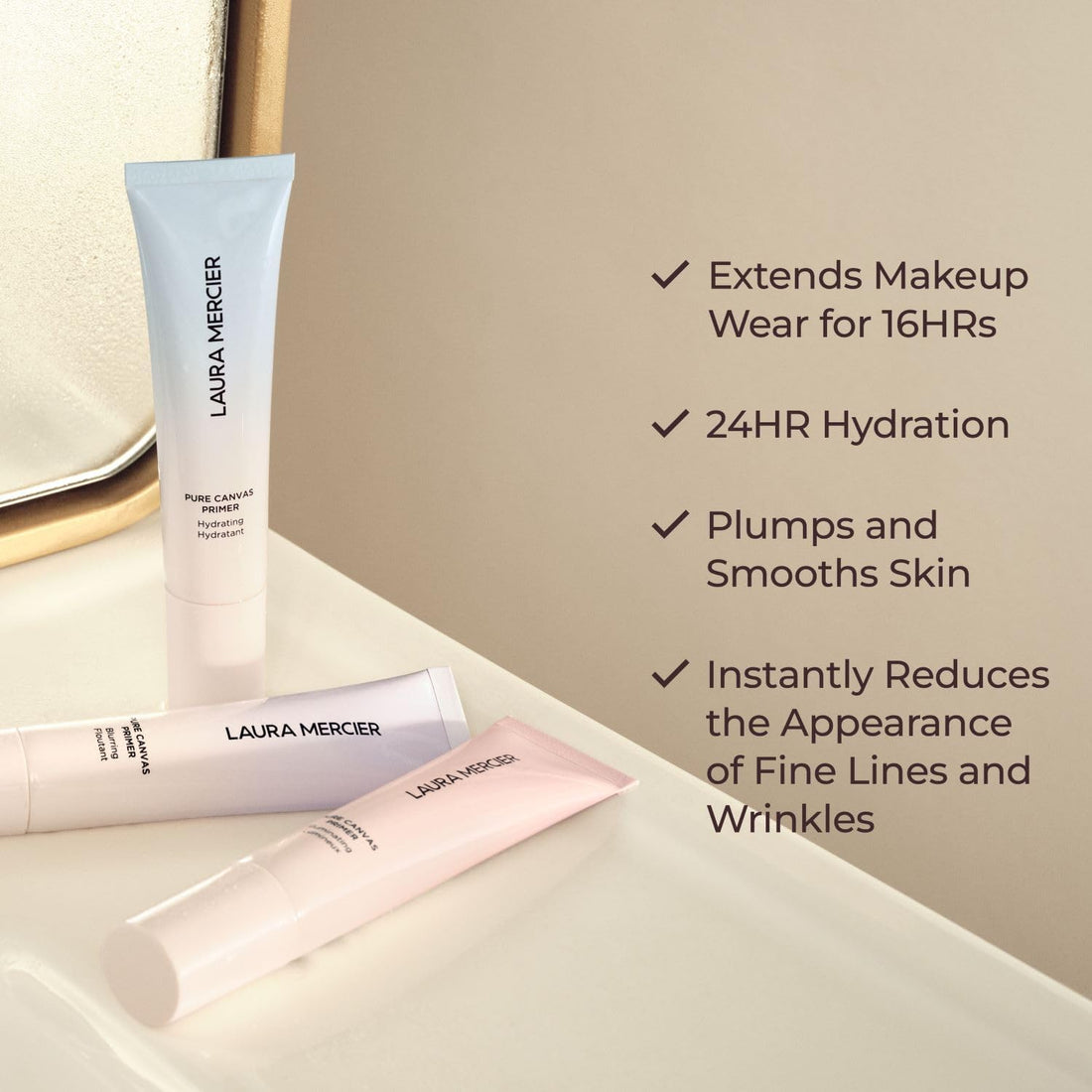 Laura Mercier Pure Canvas Primer Hydrating, Improves and Extends Wear of Makeup, Natural Finish, Visibly Plumps Skin, Improves the Look of Fine Lines + Wrinkles
