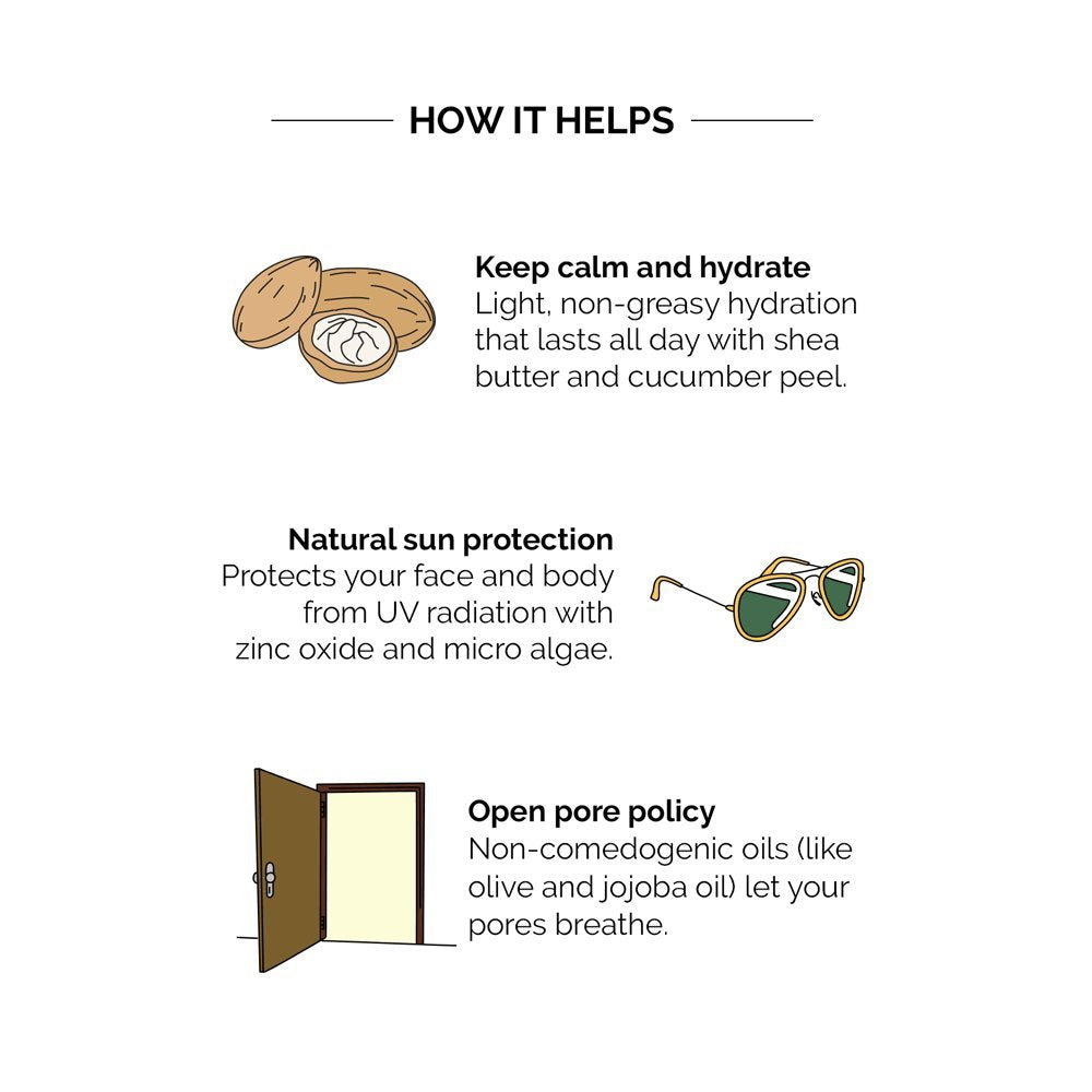 Jivi Moisturizer with SPF 12 Sun Protection, 1.7 fl. oz, 100% Natural, 96% Organic, Made with Aloe Vera & Shea Butter, Vegan & Cruelty Free (Cucumber Sage)