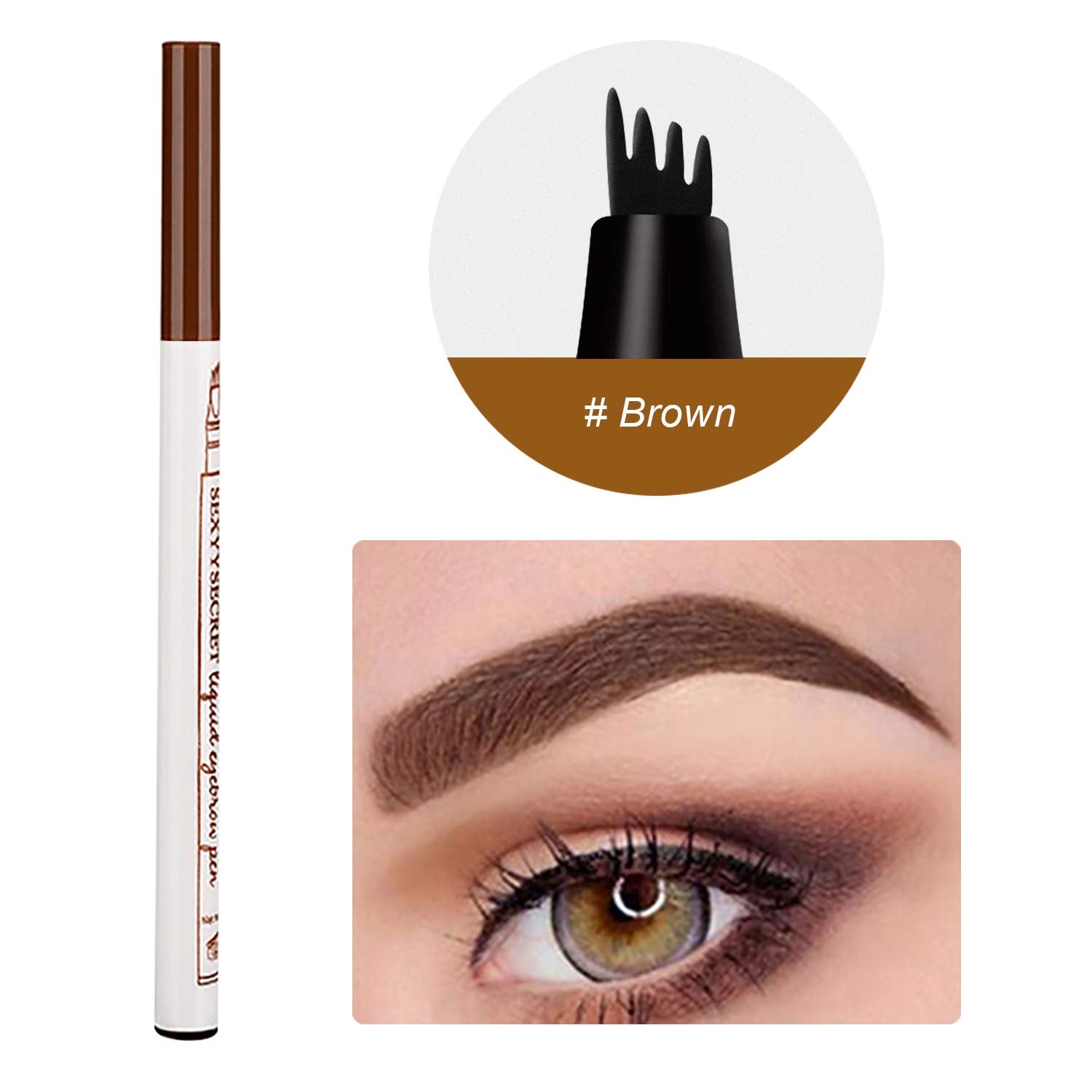DEVIMIC Eyebrow Tattoo Pen, Microblading Eyebrow Pencil, with a Micro-Fork Tip Applicator, Create Natural Looking Eyebrows, Easy to Use and Stays All Day (Brown)