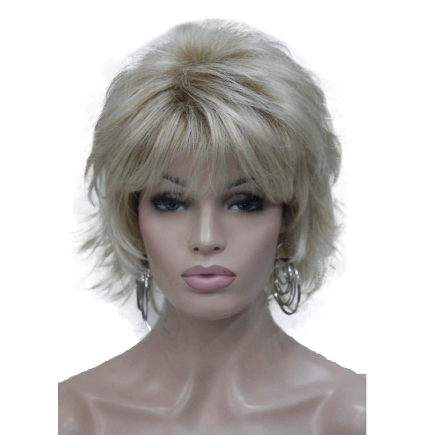 #R27-613 Gold: Wiginway Short Wavy Wig Paula Young Wig for Women Layered Natural Look Synthetic Golden 6 Inch