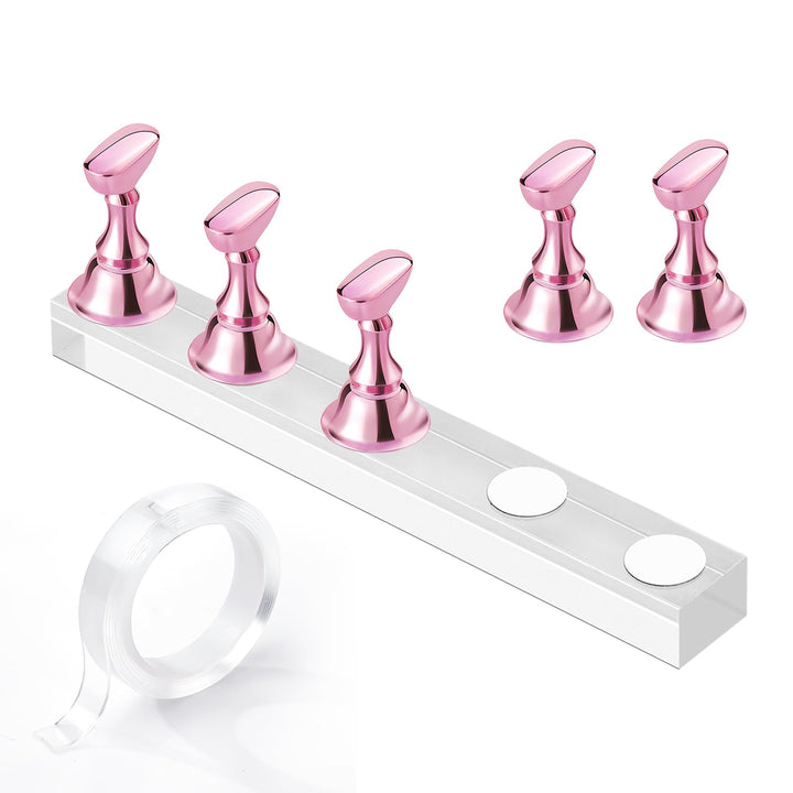 Makartt Nail Stand: Press On Nails Stand Display Practice Art Magnetic Fake Nail Holder for Painting Nails Stand for False Nail Designs with Double-sided Tape for Home DIY Beginner Salon Supplies