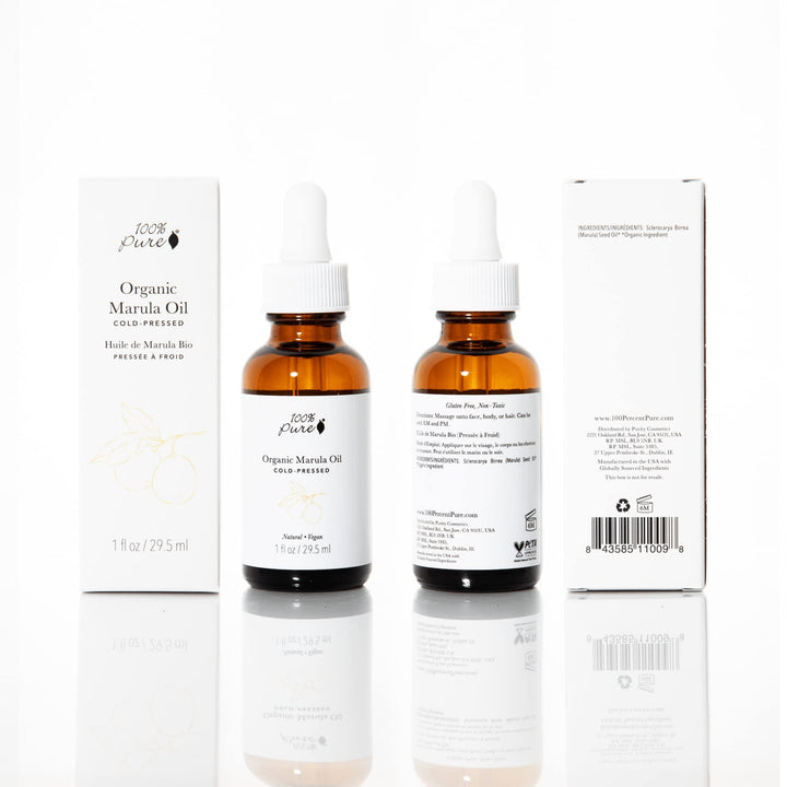 100% PURE Organic Marula Oil Cold-Pressed For Face Body Hair Hydrating Vitamins & Omega Fatty Acids Support Glowing Plumped Up Youthful Skin - Natural Moisturizer Facial Radiance - Vegan - 1oz