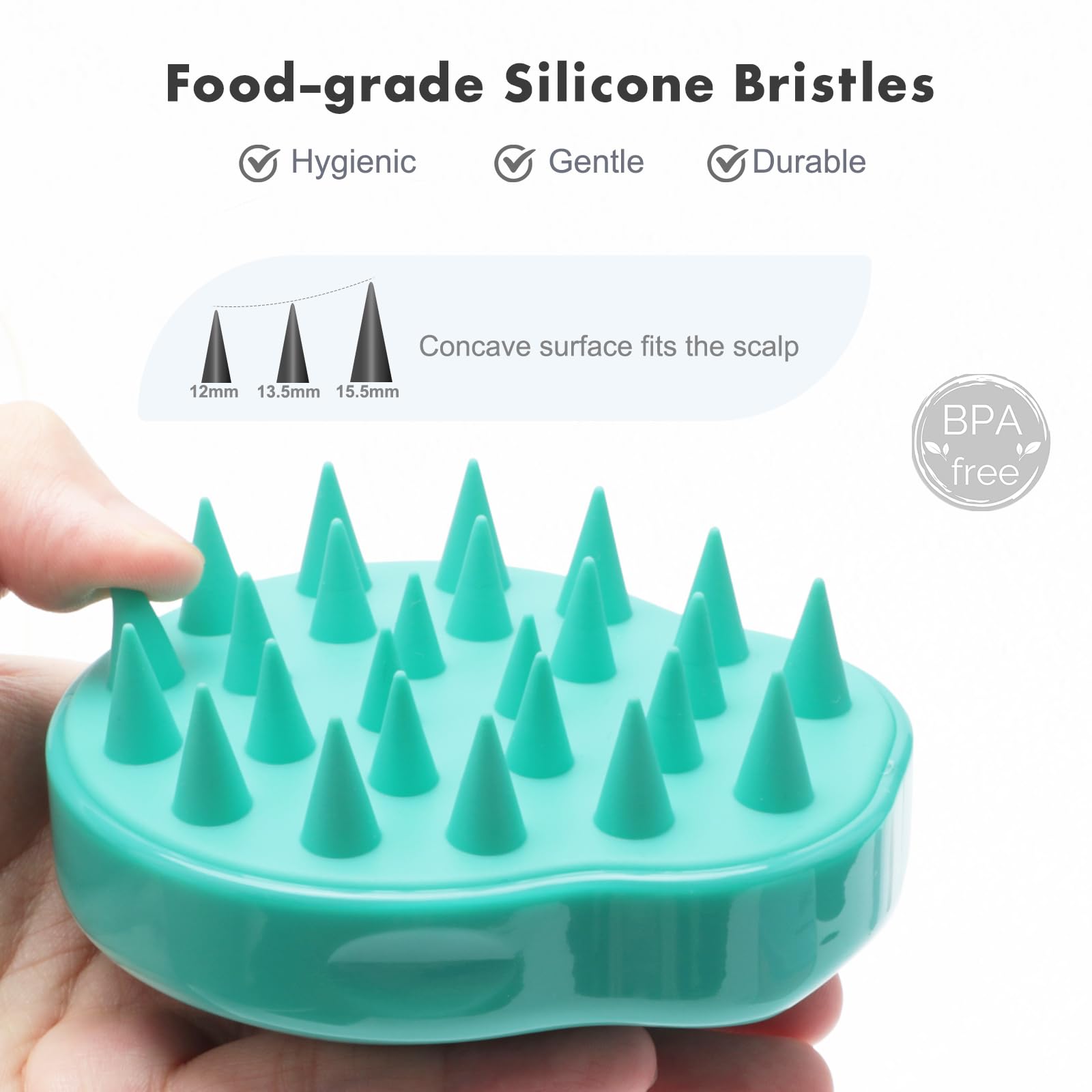 Green: Shampoo Brush Scalp Massager, FReatech [Wet & Dry] Hair Scalp Massage Brush Soft Silicone Comb for Men, Women, Kids and Pets - Green