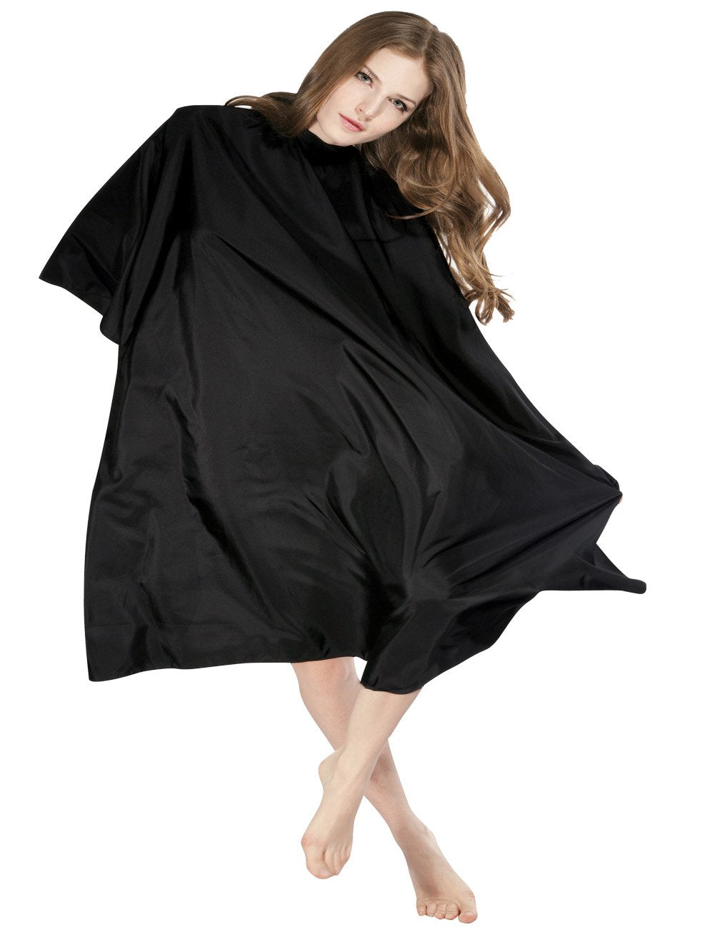 XMW MutiPurpose Solid Styling Hair Salon Polyester Cape with Adjustable Neck Closure Black