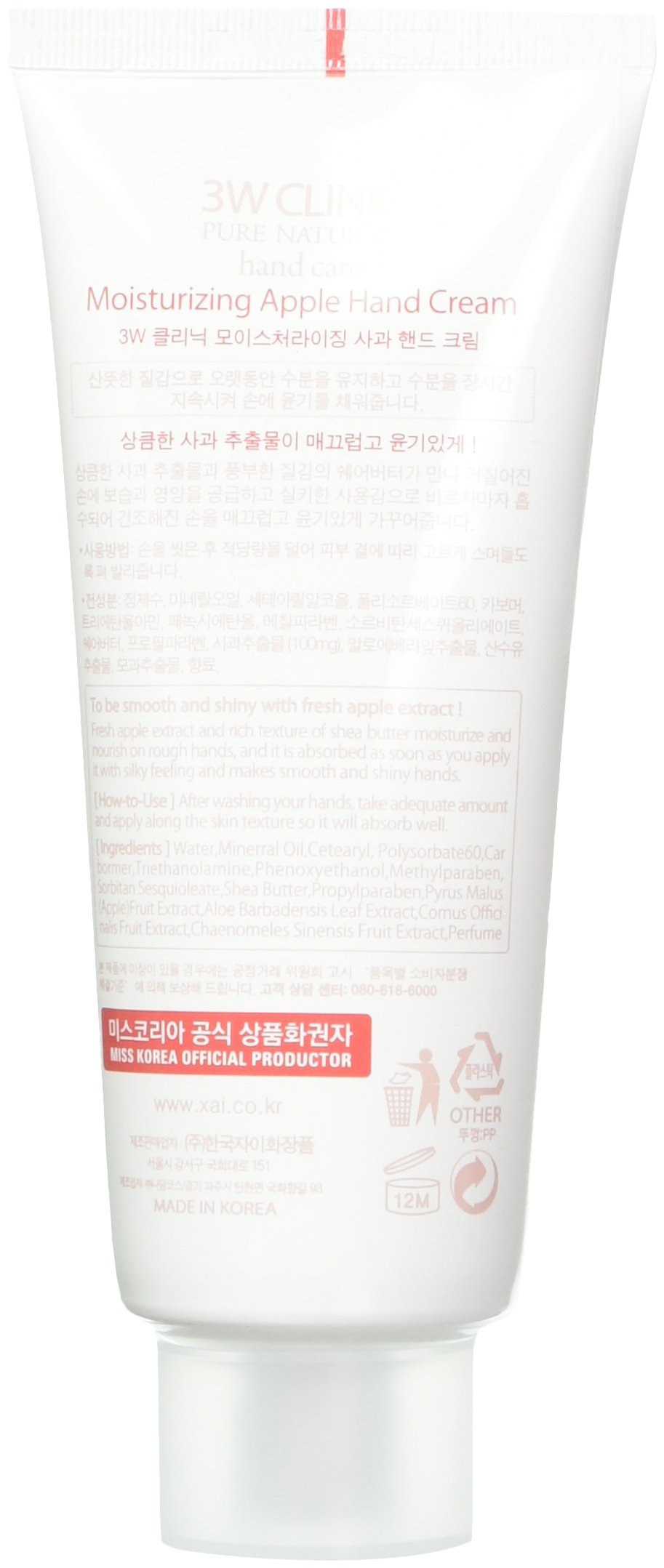 3W Clinic Hand Cream, Apple, 3.38 Ounce