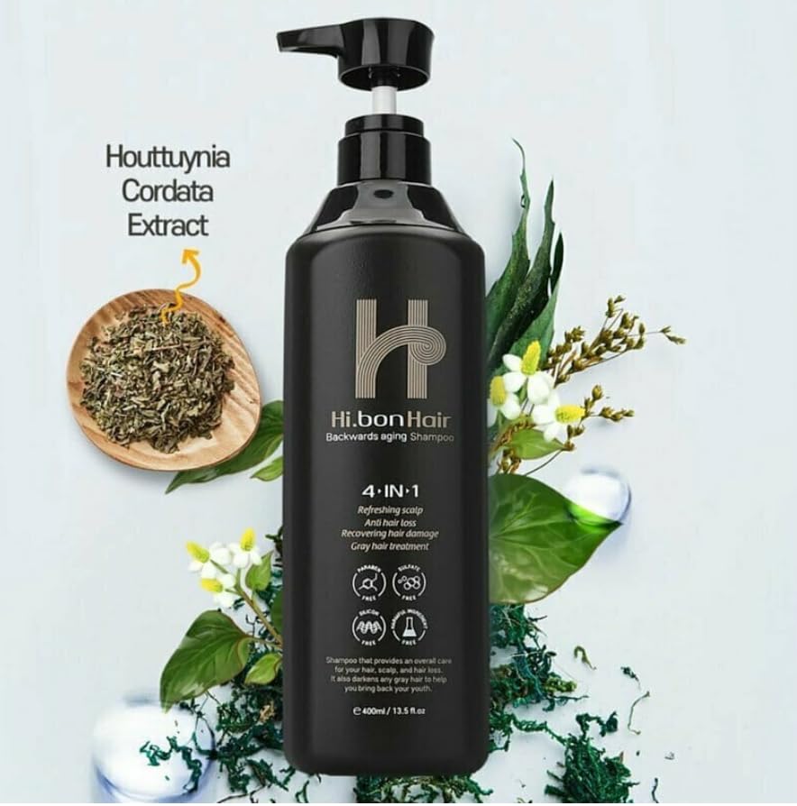Generic Hi.Bon Hair Backwards Aging Shampoo 4 In 1 Refreshing Scalp/Anti Hair Loss/Recovering Hair Damage/Gray Hair Treatment 400ml/ 13.5 fl oz
