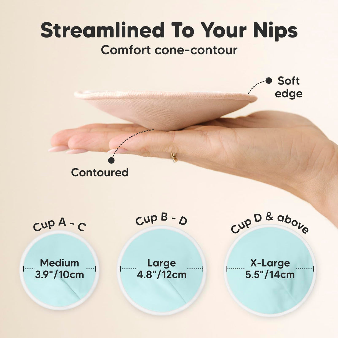 Organic Breast Pads - 14 Viscose Derived from Bamboo Washable Pads + Wash Bag, 3-Layers Breastfeeding Nipple Pad for Maternity, Reusable Nipplecovers for Breast Feeding(Pastel Touch Lite, L 4.8)