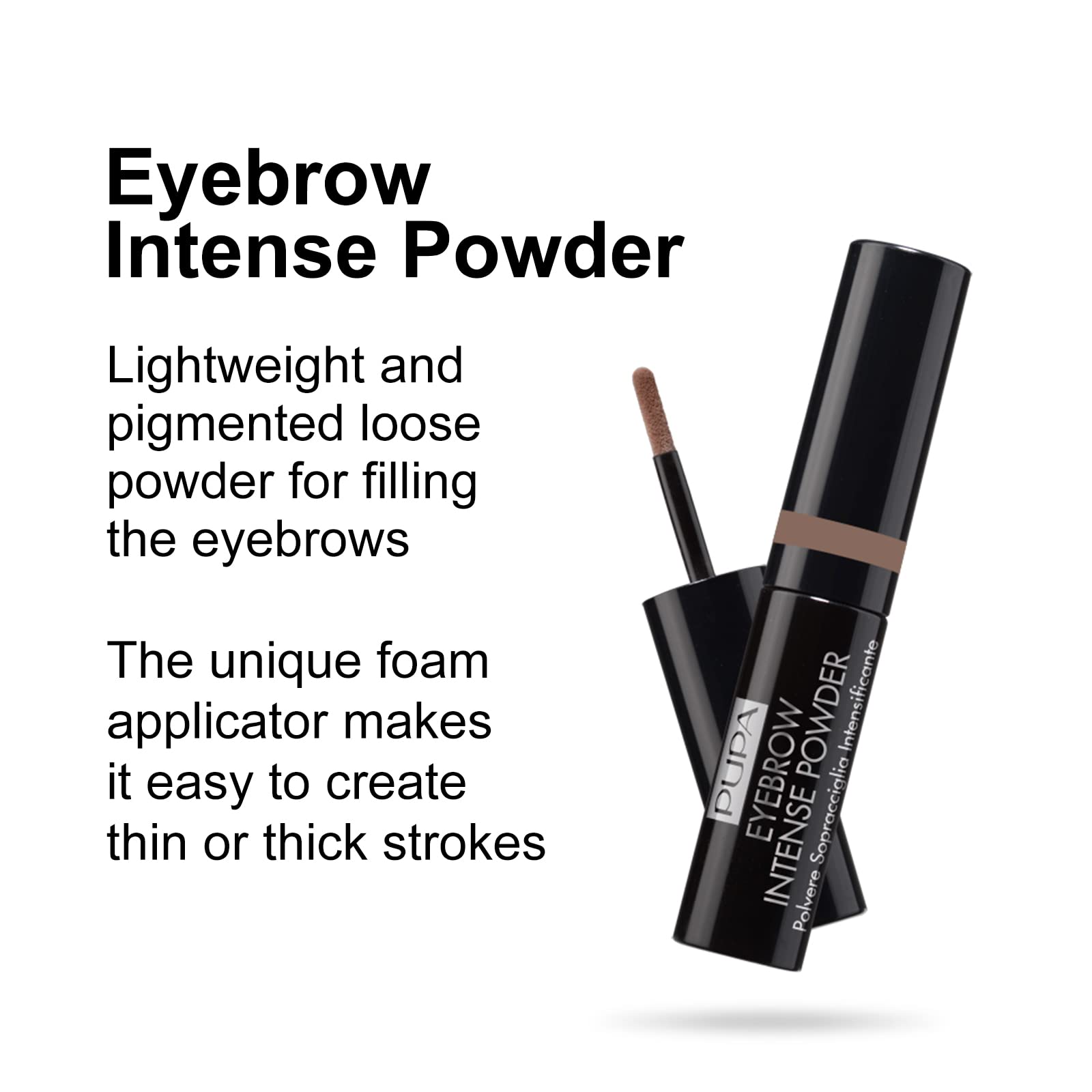 Pupa Milano Eyebrow Intense Powder - Incredible Loose Powder For Full and Intensified Brows - With a Natural Finish, Ultra-Fine Texture and Buildable Results - 002 Brown - 0.035 Oz