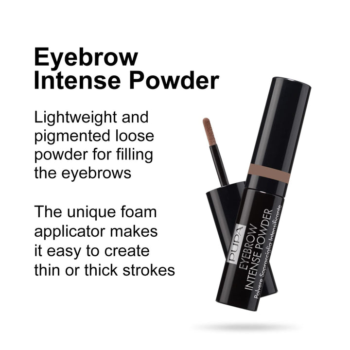 Pupa Milano Eyebrow Intense Powder - Incredible Loose Powder For Full and Intensified Brows - With a Natural Finish, Ultra-Fine Texture and Buildable Results - 002 Brown - 0.035 Oz