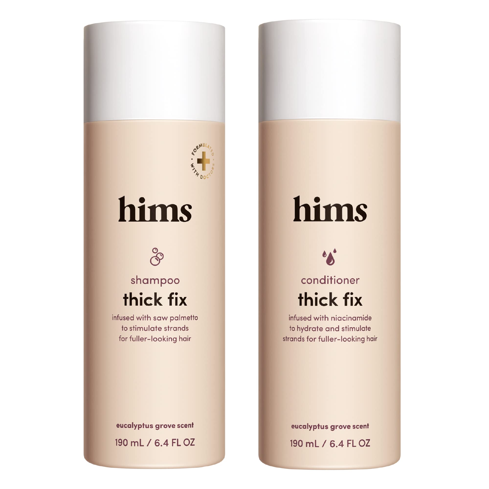 hims Thick Fix Shampoo & Conditioner Set - Thickening Shampoo and Conditioner with Saw Palmetto and Niacinamide - No Parabens or Sulfates, Vegan and Cruelty Free - Eucalyptus Grove - 2 x 6.4 fl oz