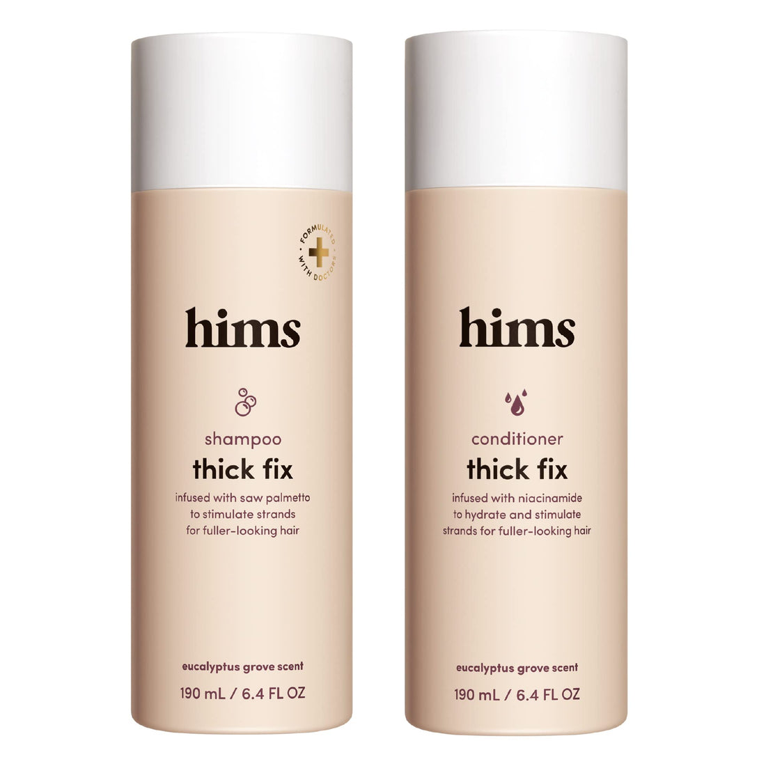 hims Thick Fix Shampoo & Conditioner Set - Thickening Shampoo and Conditioner with Saw Palmetto and Niacinamide - No Parabens or Sulfates, Vegan and Cruelty Free - Eucalyptus Grove - 2 x 6.4 fl oz