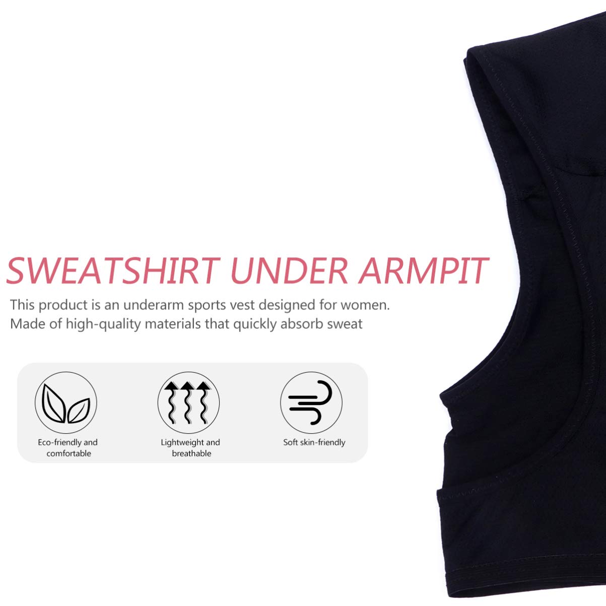 ARTIBETTER Underarm Sweat Vest Underarm Sweat Guard Washable Sweat Shield Vest for Women Girls Ladies(M) Black