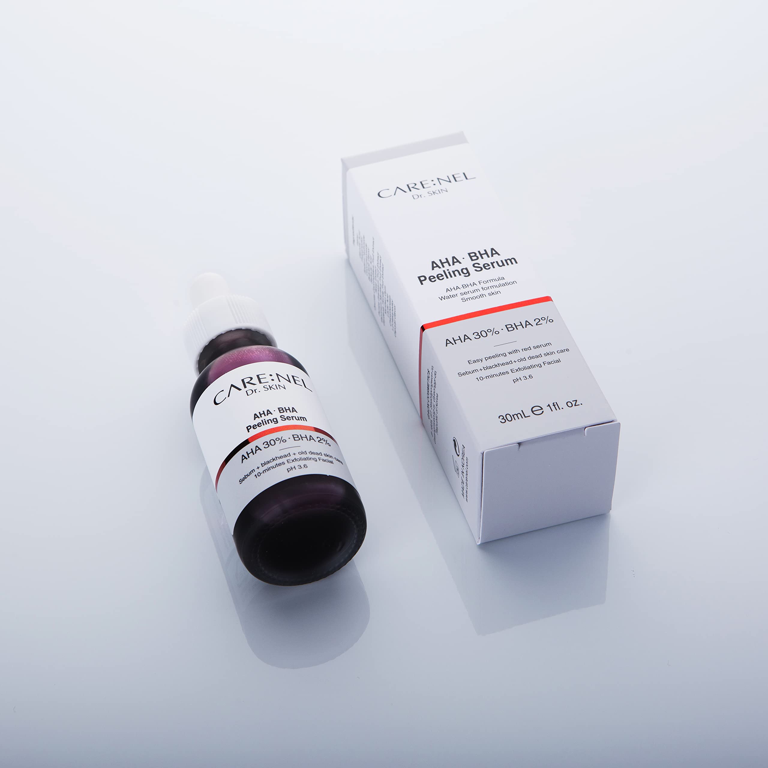 Peeling Solution AHA BHA Serum - Face Korean Skin Care Exfoliating & Hyaluronic Acid Vitamin - Night Treatment Anti Aging Hydrating Anti Wrinkle ph 3.6 (30ml, 1fl.oz.)