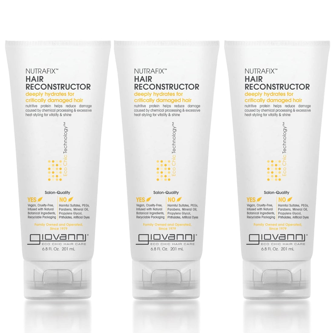 Giovanni Nutrafix Reconstructor Treatment for Critically Damaged Hair, Rich Proteins, Color Safe, No Parabens, 6.8 oz. (Pack of 3)