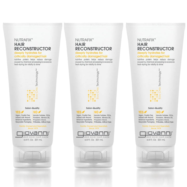 Giovanni Nutrafix Reconstructor Treatment for Critically Damaged Hair, Rich Proteins, Color Safe, No Parabens, 6.8 oz. (Pack of 3)