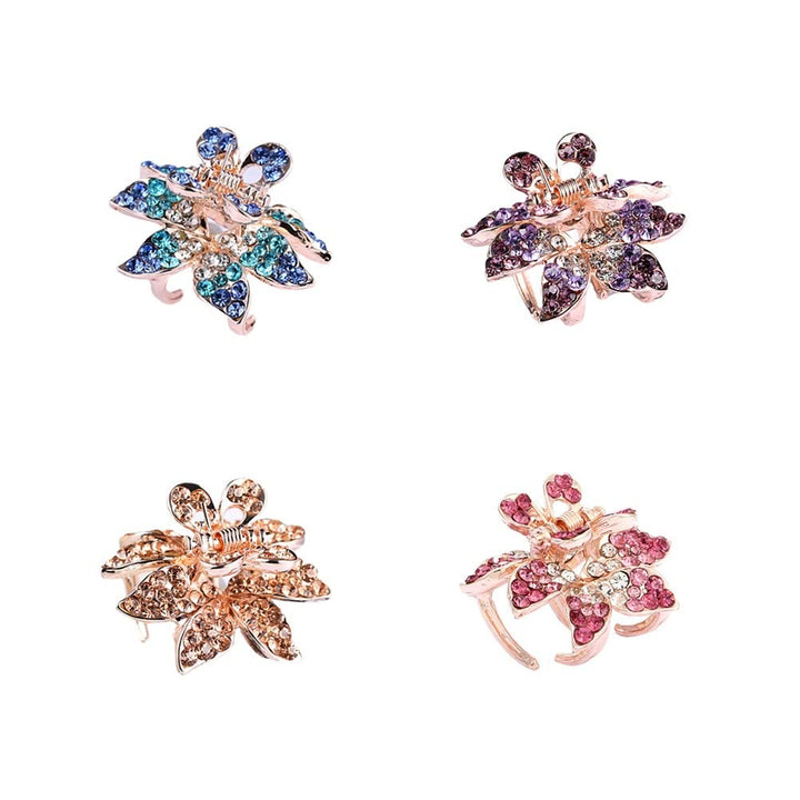 Casualfashion 4Pcs Fashion Crystal Leaf Style Mini Bangs Clips Small Rhinestone Hair Claws Hairpins for Women Girls 1.100.59 inch