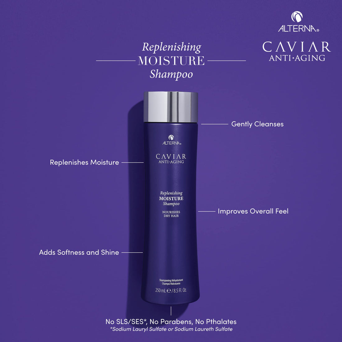 Alterna Haircare CAVIAR Anti-Aging Replenishing Moisture Shampoo and Conditioner Standard Set, 8.5oz each | Protects, Restores and Hydrates | Sulfate Free