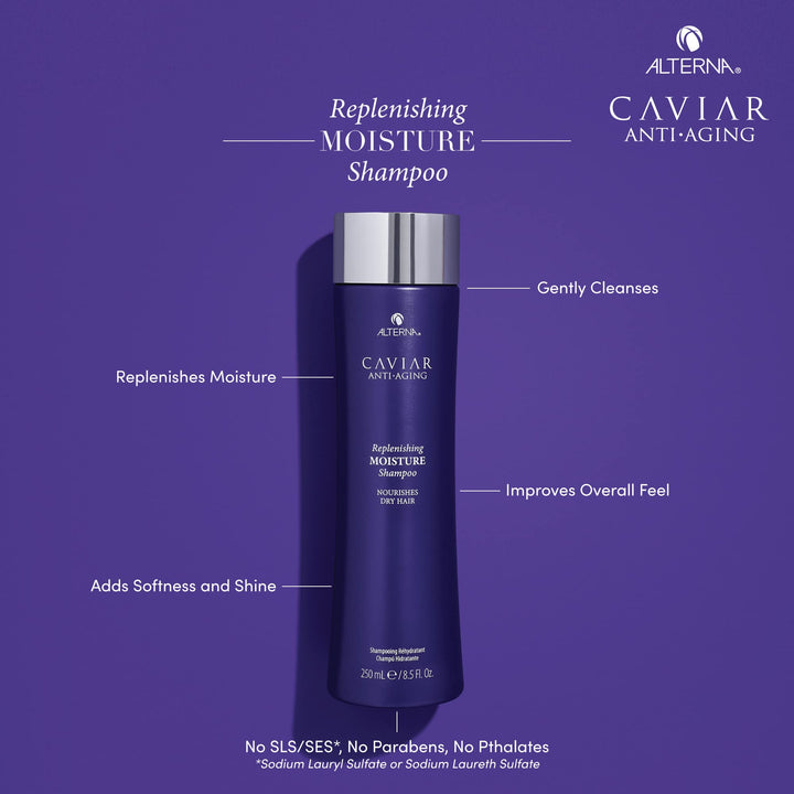 Alterna Haircare CAVIAR Anti-Aging Replenishing Moisture Shampoo and Conditioner Standard Set, 8.5oz each | Protects, Restores and Hydrates | Sulfate Free