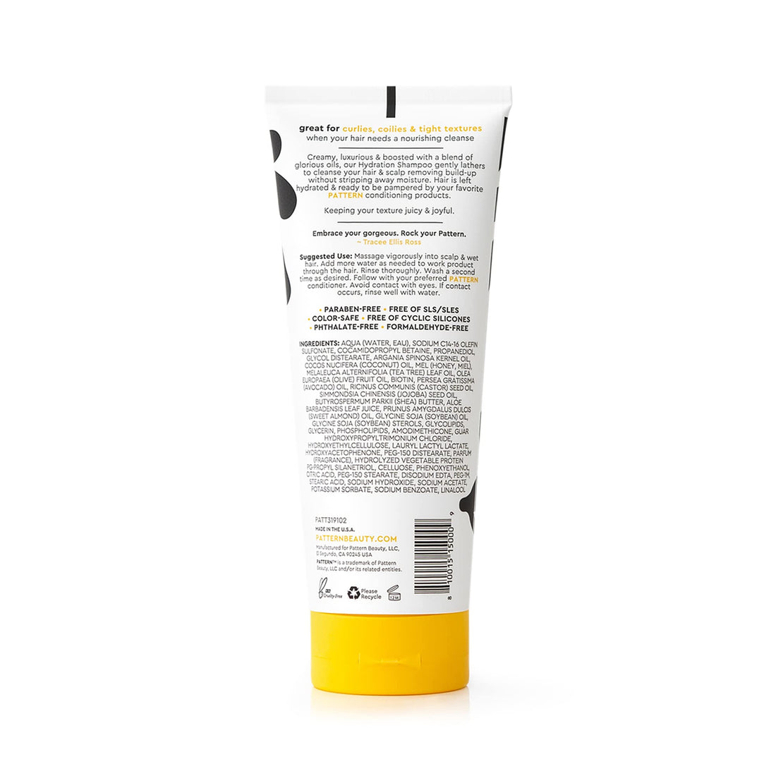Pattern Hydration Shampoo 9.8 Fl. Oz! Blend Of Aloe Vera Leaf Juice, Coconut Oil & Honey! Creamy And Luxurious Shampoo For Curlies, Coilies & Tight Textures! Gently Cleanses & Hydrates Hair!