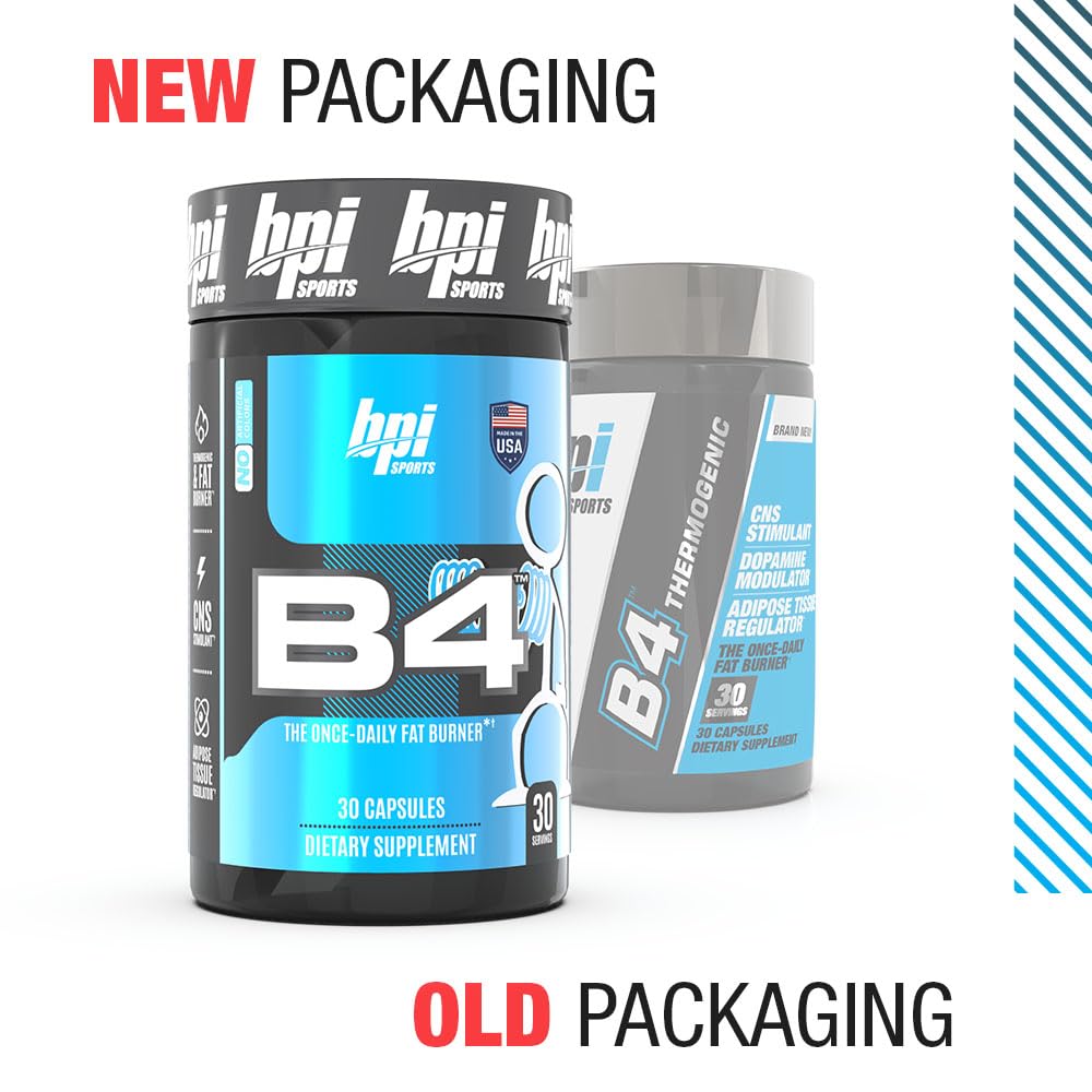 BPI Sports B4 – Extra-Strength Fat Burner – Keto-Friendly – Appetite Suppressant – Caffeine, Niacin, Quercetin, Yohimbine – 30 Servings – 710mg