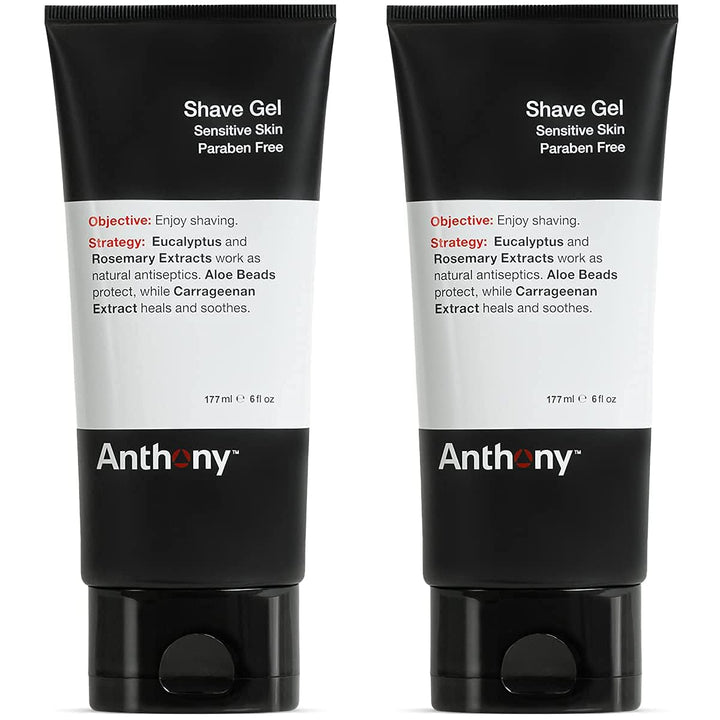 Anthony Shave Gel, 6 Fl Oz, Contains Aloe Vera Beads, Eucalyptus, Rosemary, and Carrageenan Extracts, Heals, Soothes, Protects Your Skin For A Smooth Shave