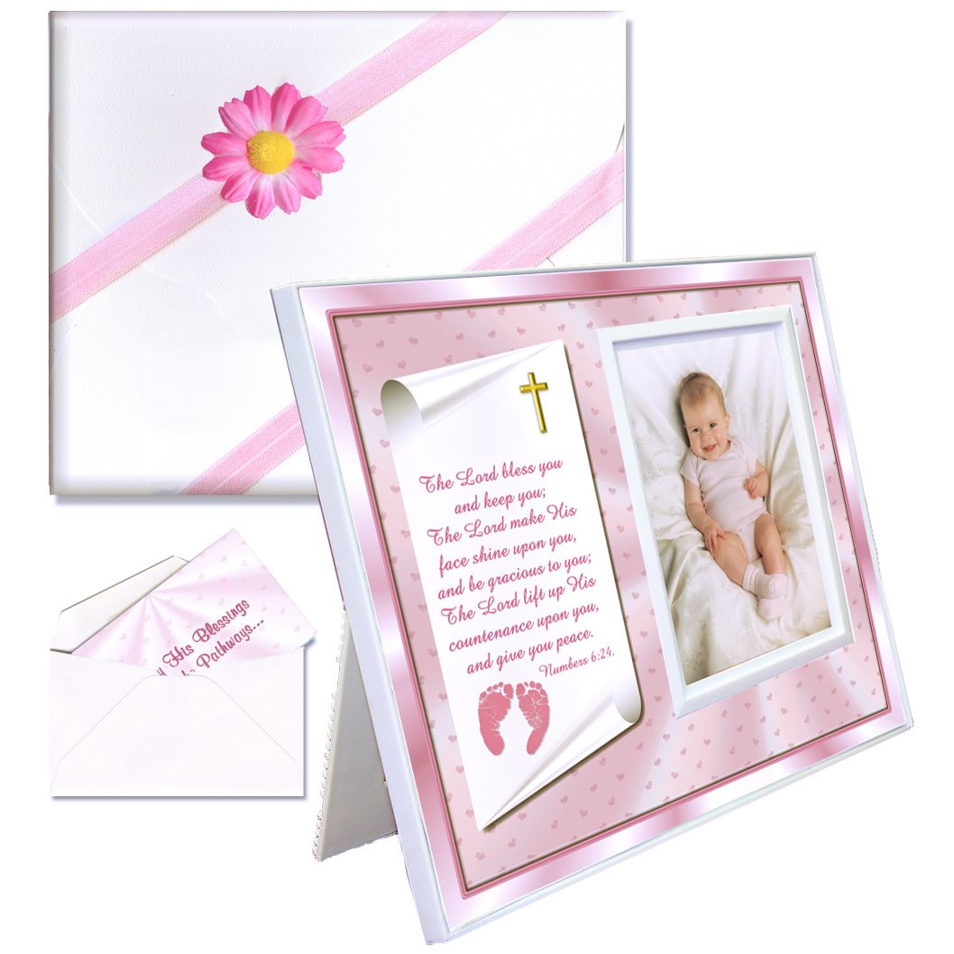 Baptism Christening Gifts Baby Blessing Picture Frame - Numbers 6:24-26 - Girl