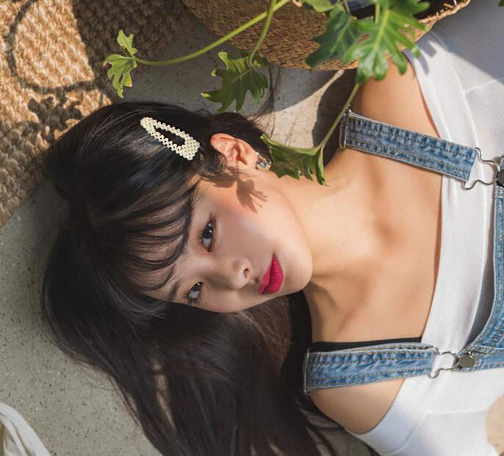 2PCS Women Fashion Sweet Imitation Pearl Hair Clip Hairpin Hair Accessories Simple Alloy BB Hairgrip (A# - Gold)