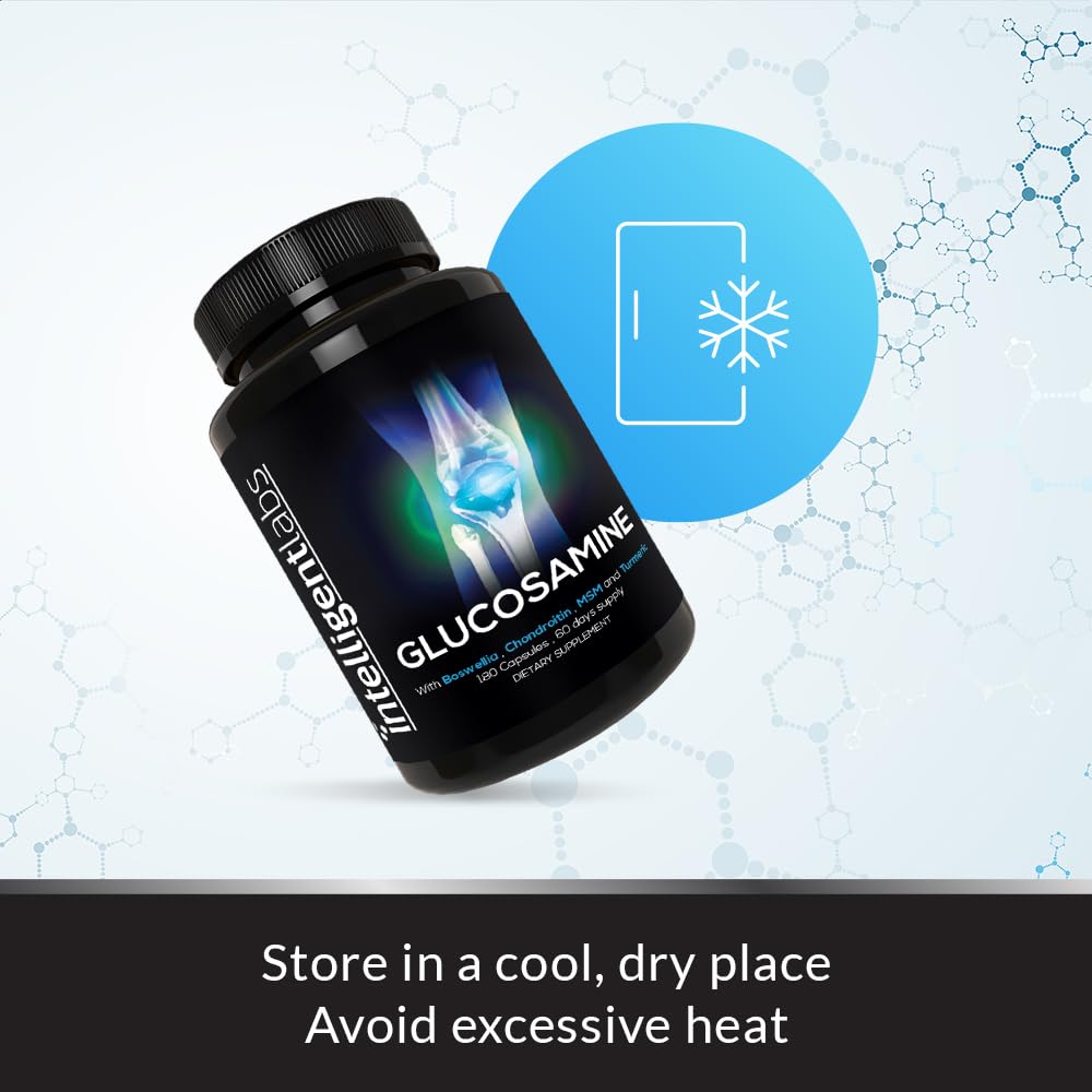 Intelligent Labs Glucosamine and Chondroitin High Strength Complex with MSM | 180 Capsules | Immune System Support | with Turmeric, Boswellia, and Quercetin Joint Care Supplements