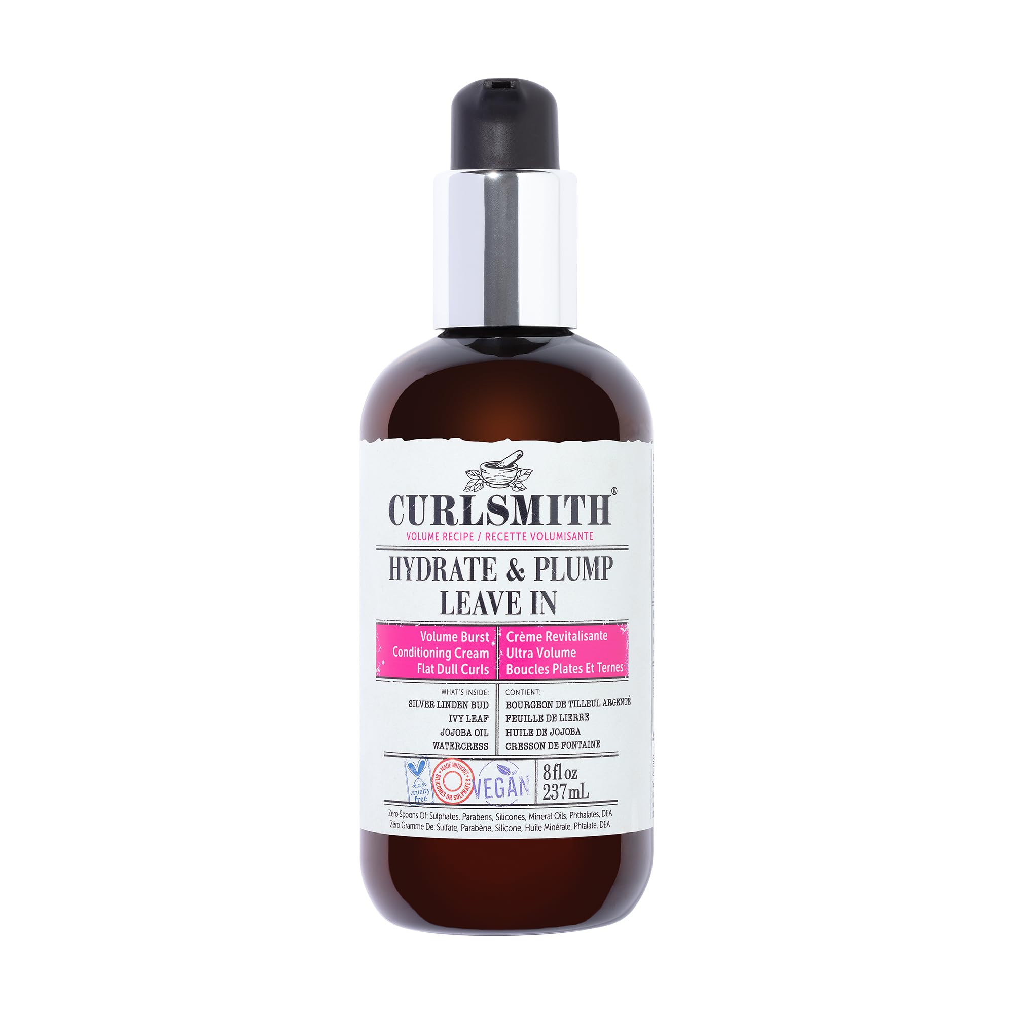 CURLSMITH - Hydrate & Plump Leave In Hair Conditioner, Volumizing and Nourishing for Wavy, Curly or Coily Hair, Vegan (237ml/8fl oz)