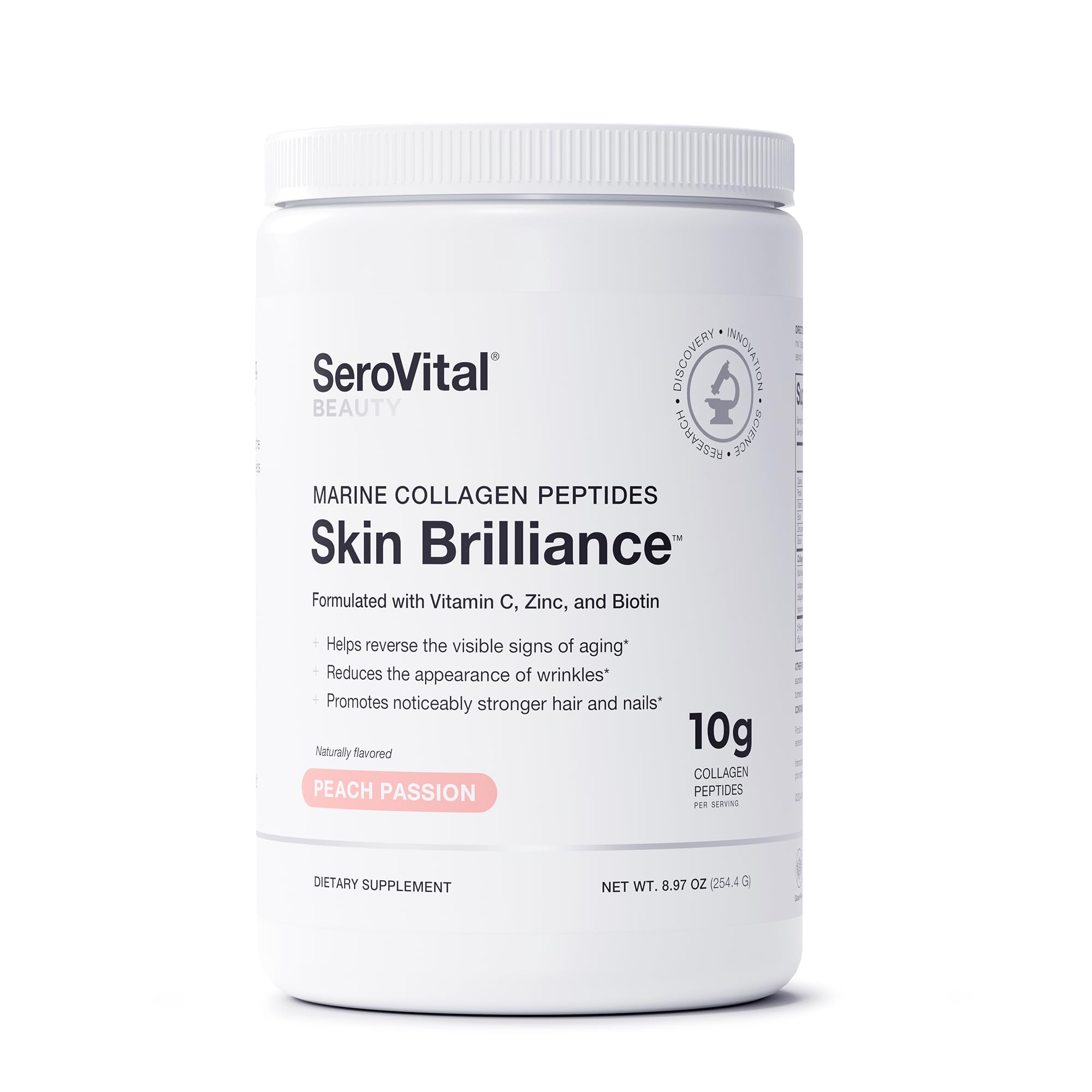 Serovital Skin Brilliance - Marine Collagen Peptides Powder - Hydrolyzed Type I & II Fish Collagen - Skin, Hair & Nails – 8.97 oz