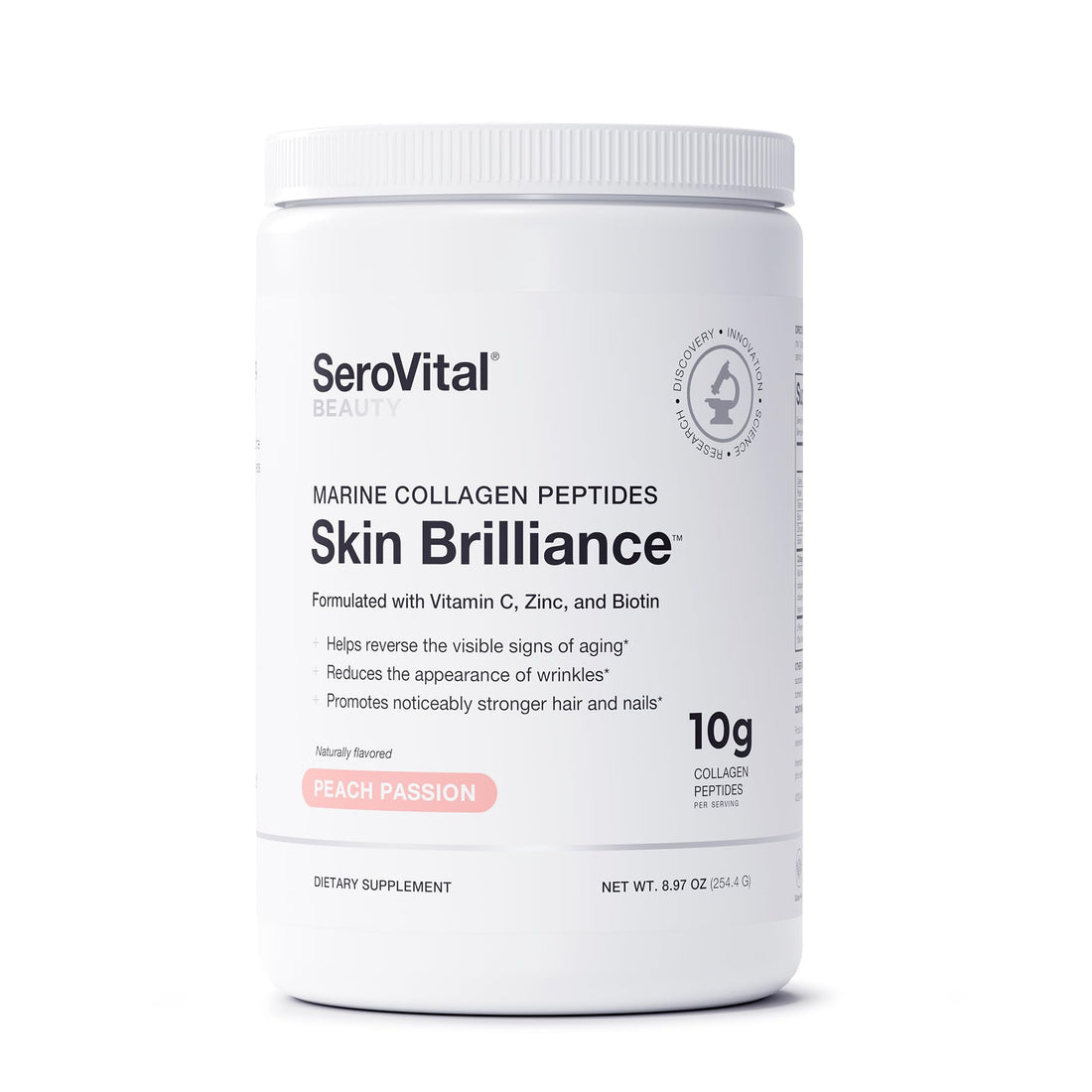 Serovital Skin Brilliance - Marine Collagen Peptides Powder - Hydrolyzed Type I & II Fish Collagen - Skin, Hair & Nails – 8.97 oz