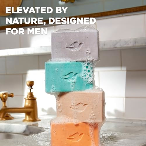 DOVE MEN + CARE Cleansing Soap Bar 4 Count to Rebuild Skin in the Shower Mixed Formulated Plant Based Ingredients 3.51 Oz