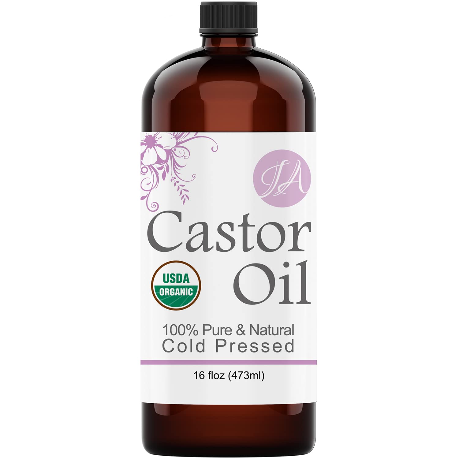 Healing Solutions Oils - 16 oz Castor Oil Organic Pure Natural, Cold Pressed, Hexane & Chemical Free Natural Solution, Lash Serum, Stimulates Growth For Hair, Eyelash, Eyebrows, Scalp & Beard - 473ml