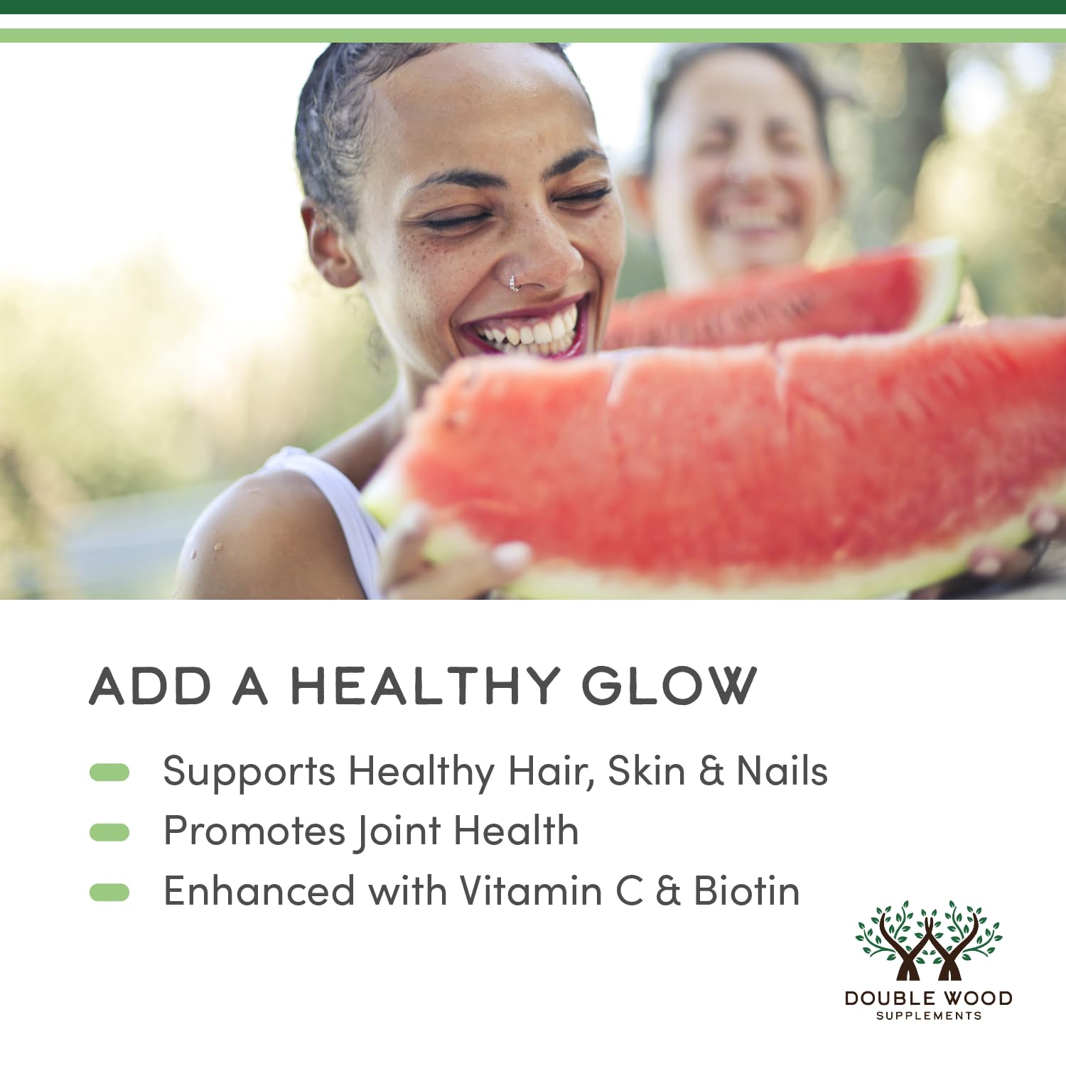 Double Wood Supplements Liquid Collagen - 2500mg of Hydrolyzed Bovine Collagen (Type 1, 3 and Grassfed) - 32 Servings - for Women and Men - 30 mcg of Biotin - Sugar Free Pear Flavor