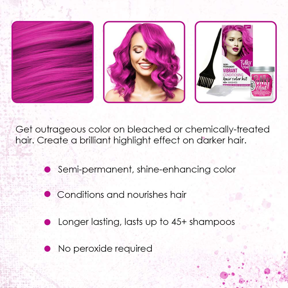 Punky Colour Box Kit Flamingo Pink Semi Permanent Hair Color - Vegan, Cruelty-Free Conditioning Hair Dye, Lasts Up to 35 Washes
