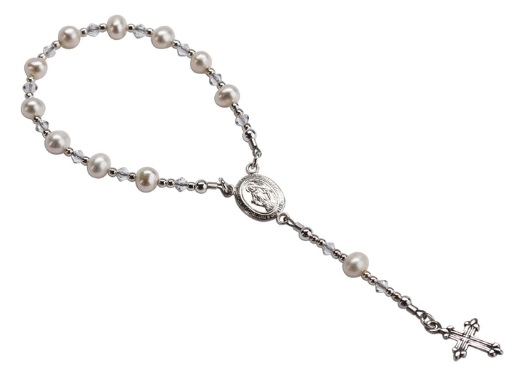 Precious Pieces Sterling Silver White Baby Rosary Baptism Gift