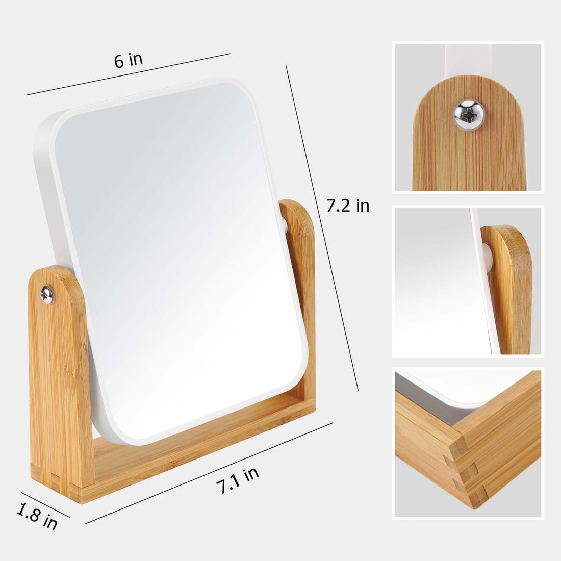 LFOYOU Vanity Makeup Mirror with Stand, 1X/3X Magnification Double Sided 360 Degree Swivel Magnifying Mirror, 8 Inch Portable Table Desk Counter top Mirror Bathroom Shaving Mirror